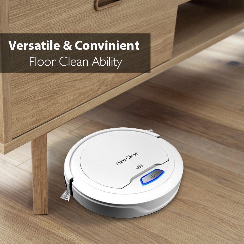 Pure Clean Robotic Vacuum Cleaner - Robot Home Cleaning for Clean Carpet Hardwood Floor - Bot Self Detects Stairs - HEPA Filter Pet Hair Allergies Friendly