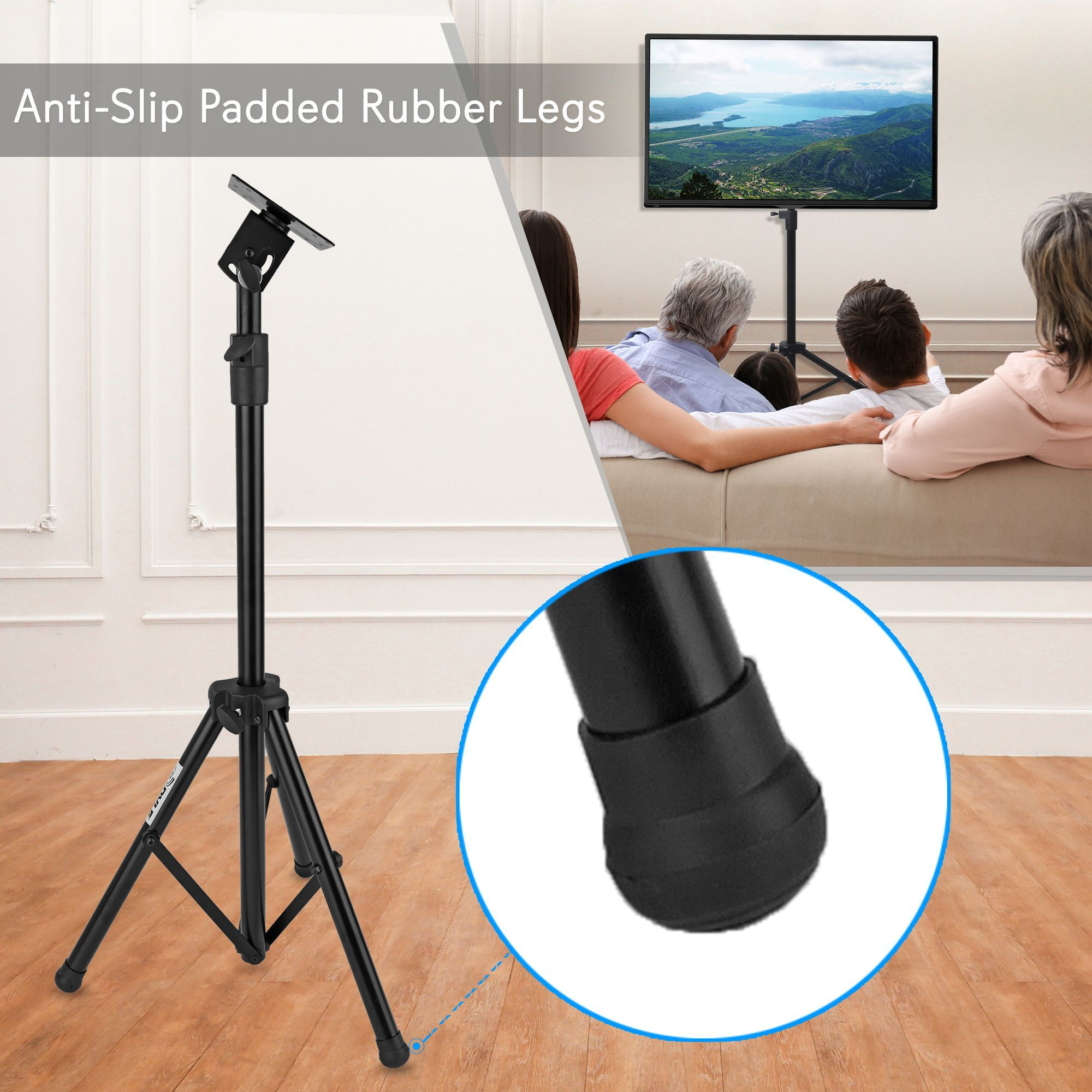 Pyle Portable LCD/LED TV Tripod Stand – Foldable, Height-Adjustable Mount for Flat Screen TVs up to 32" – Supports up to 88.8 lbs, VESA 100x200/200x200 Compatible – Model PTVSTNDPT3215