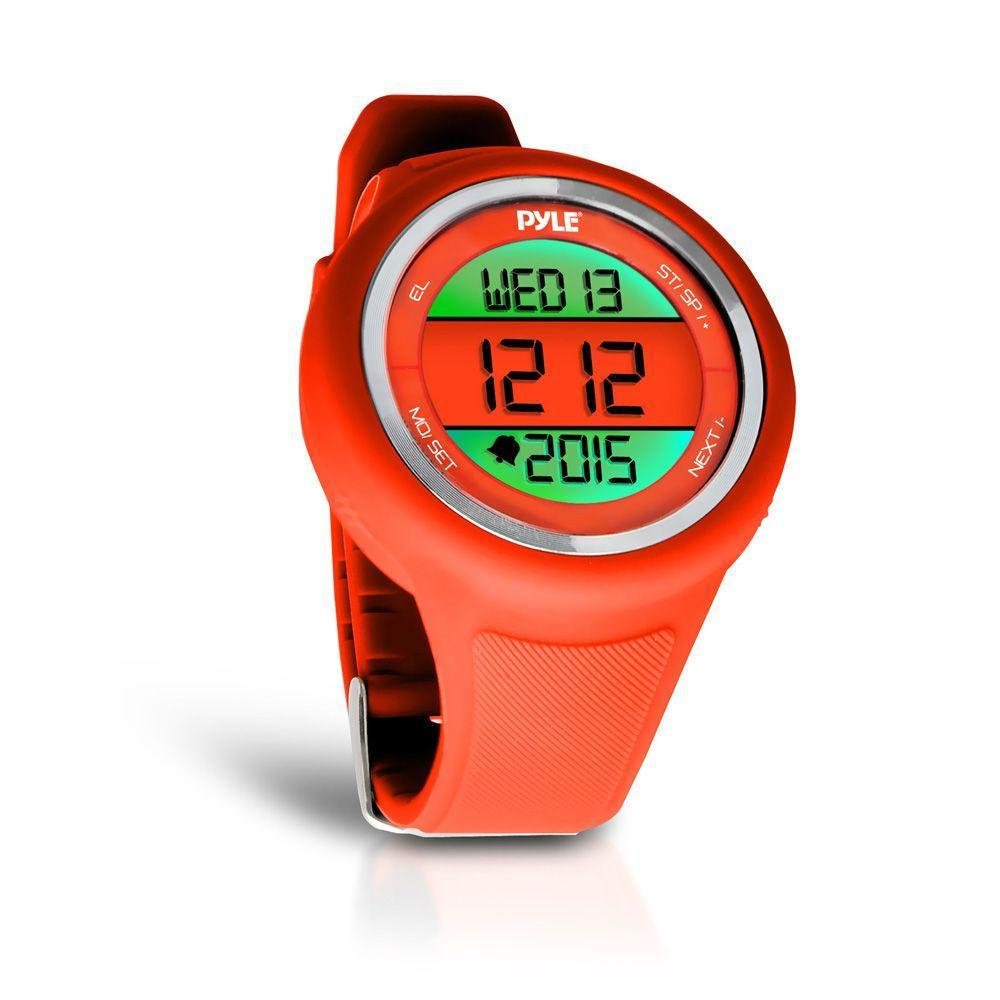 Multifunction Sports Training Wrist Watch - Smart Classic Sport Running Digital Fitness Gear Tracker w/ 3D Sensor Pedometer, Timer, Alarm, Removable Strap, For Men and Women - Pyle PATW19OR (Orange)