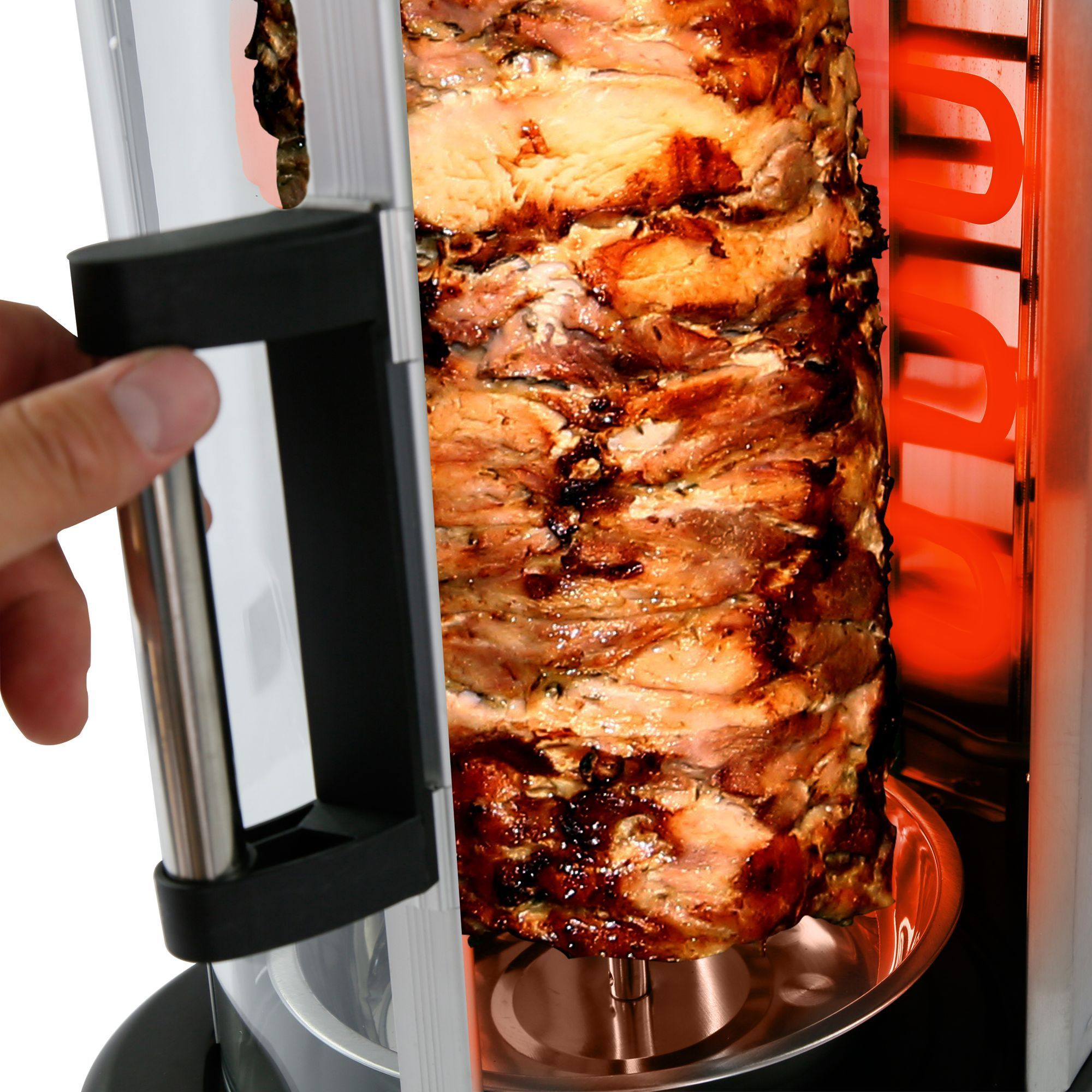 NutriChef Countertop Vertical Rotating Oven - Rotisserie Shawarma Machine, Kebob Machine, Stain Resistant & Energy Efficient W/ Heat Resistant Door, Includes Kebob Rack with 7 Skewers (PKRTVG34)