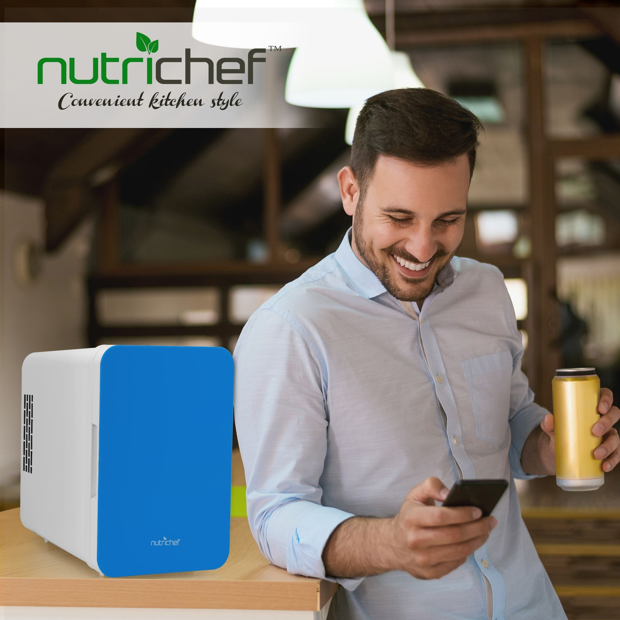 NutriChef Electric Cooler & Warmer - Mini Fridge with Thermo Heating & Cooling Ability (PKTCEC4BL)