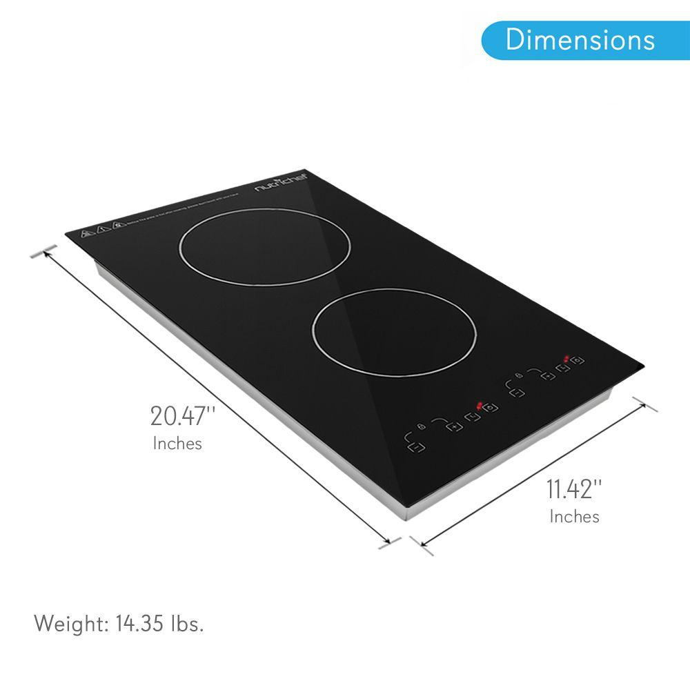 Dual 120V Electric Induction Cooker - 1800w Portable Digital Ceramic Countertop Double Burner Cooktop w/ Countdown Timer - Works w/ Stainless Steel Pan / Magnetic Cookware - NutriChef PKSTIND52