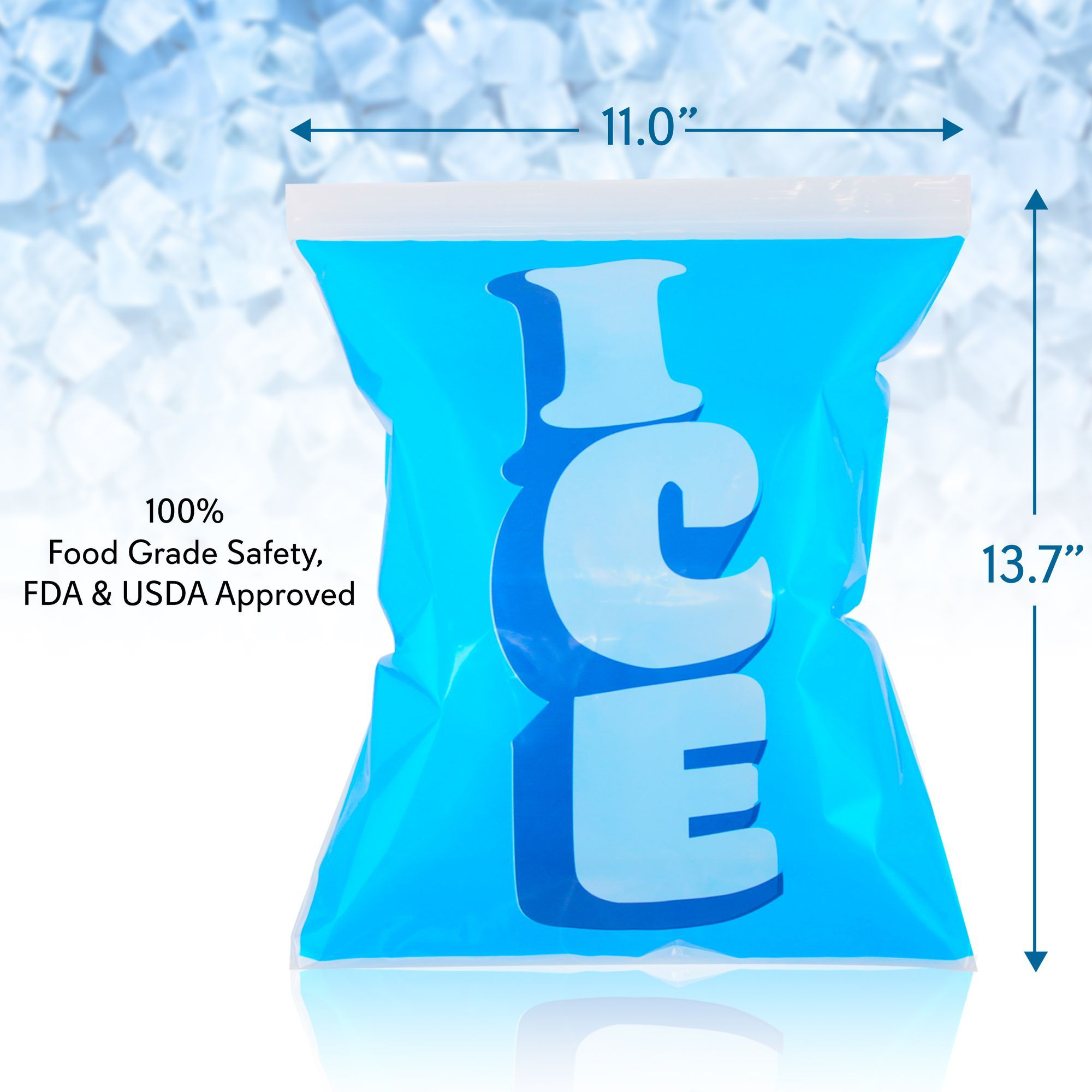 20pcs Ice Bag Cooler Pouches - Reusable and Resealable w/ Ziplock Seals, Holds up to 9lbs Ice Cubes or Food, Used as Cold or Hot Compress - NutriChef PKICPAK5