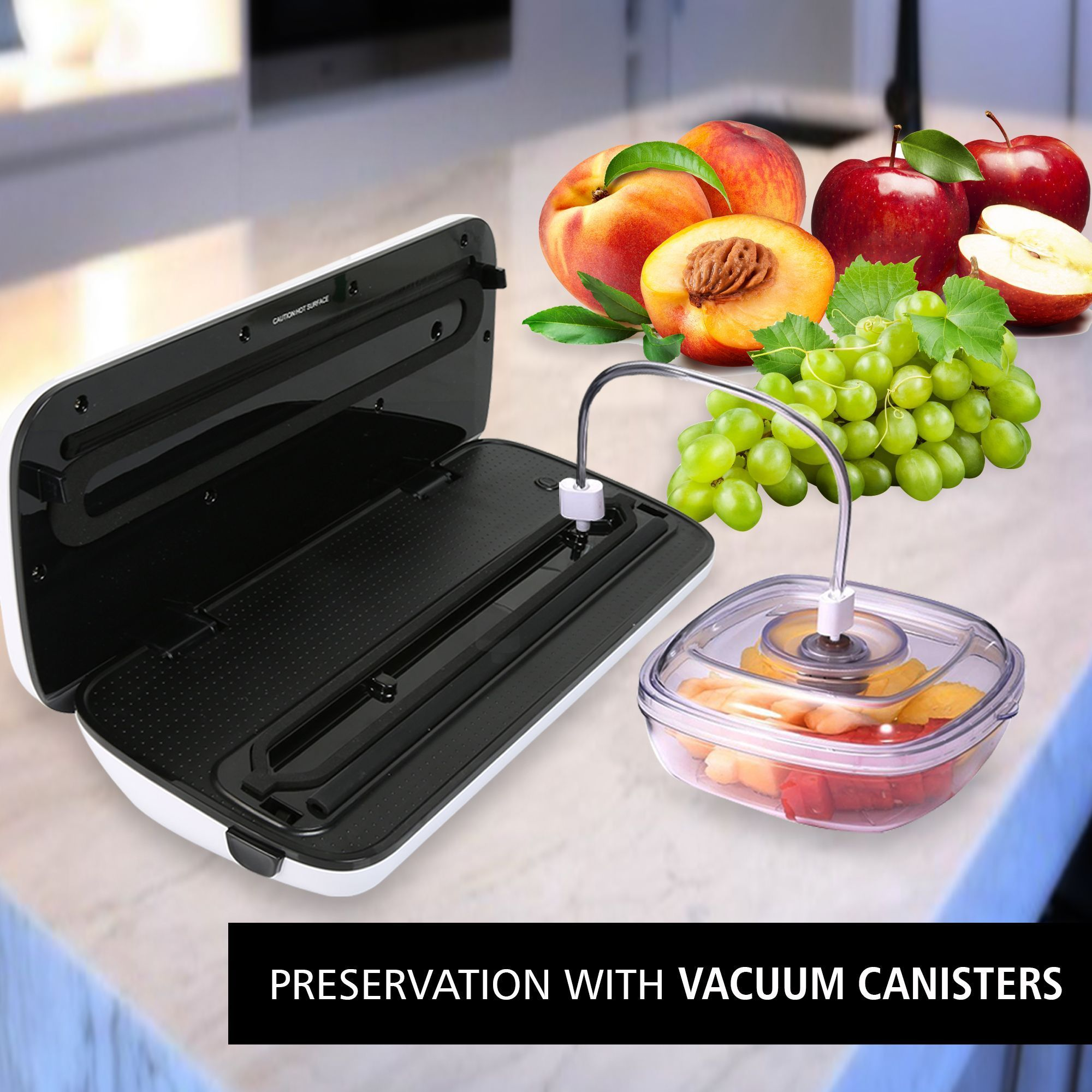 NutriChef Vacuum Sealer | Automatic Vacuum Air Sealing System For Food Preservation w/ Starter Kit | Compact Design | Lab Tested | Dry & Moist Food Modes | Led Indicator Lights (Black)