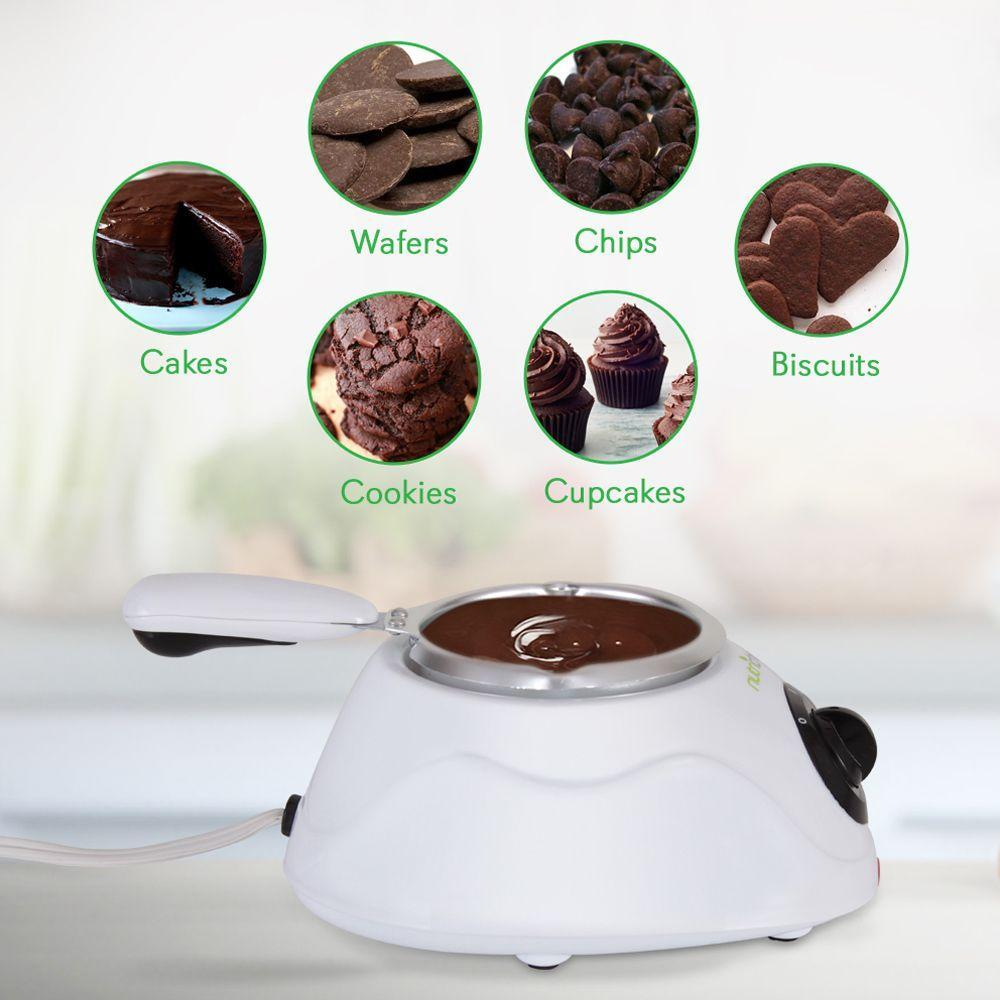 Chocolate Melting Warming Fondue Set - Electric Choco Melt / Warmer Machine Set with Keep Warm Dipping function and Removable Pot - Melts Chocolate, Candy, Butter, Cheese, Caramel - NutriChef PKFNMK14