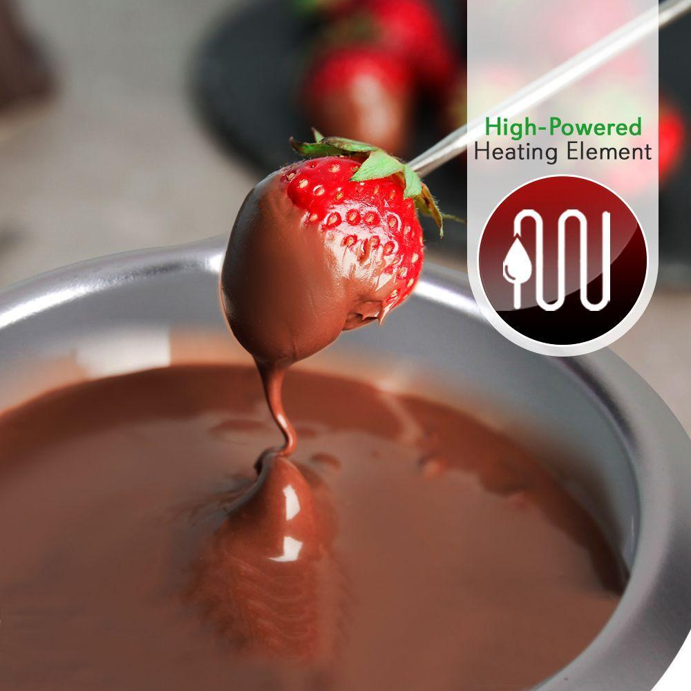 Chocolate Melting Warming Fondue Set - Electric Choco Melt / Warmer Machine Set with Keep Warm Dipping function and Removable Pot - Melts Chocolate, Candy, Butter, Cheese, Caramel - NutriChef PKFNMK14