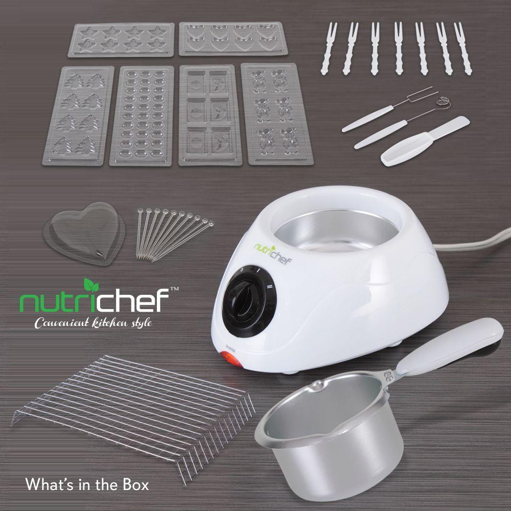 Chocolate Melting Warming Fondue Set - Electric Choco Melt / Warmer Machine Set with Keep Warm Dipping function and Removable Pot - Melts Chocolate, Candy, Butter, Cheese, Caramel - NutriChef PKFNMK14