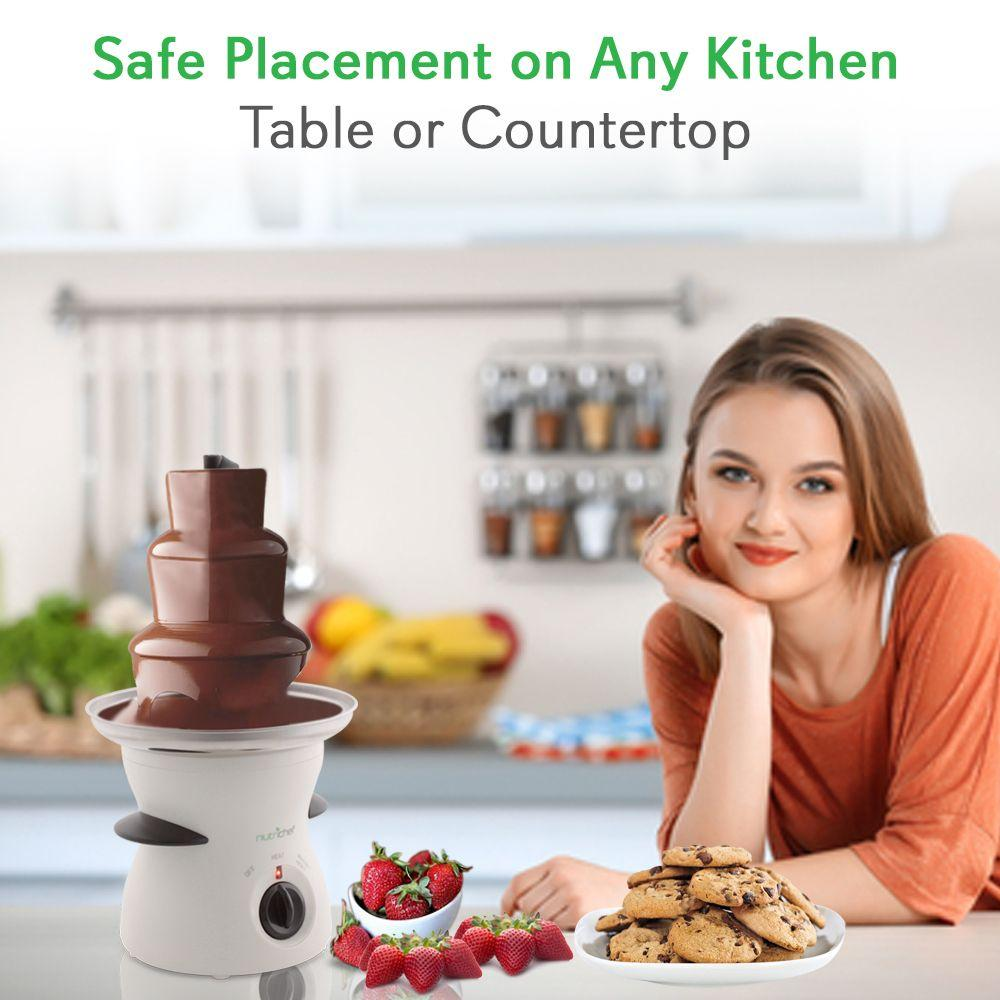 3 Tier Chocolate Fondue Fountain - Electric Stainless Choco Melts Dipping Warmer Machine - Melting, Warming, Keep Warm - for Melted Chocolate, Candy, Butter, Cheese, Caramel Dip - NutriChef PKFNMK16