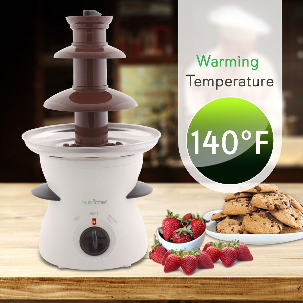 3 Tier Chocolate Fondue Fountain - Electric Stainless Choco Melts Dipping Warmer Machine - Melting, Warming, Keep Warm - for Melted Chocolate, Candy, Butter, Cheese, Caramel Dip - NutriChef PKFNMK16