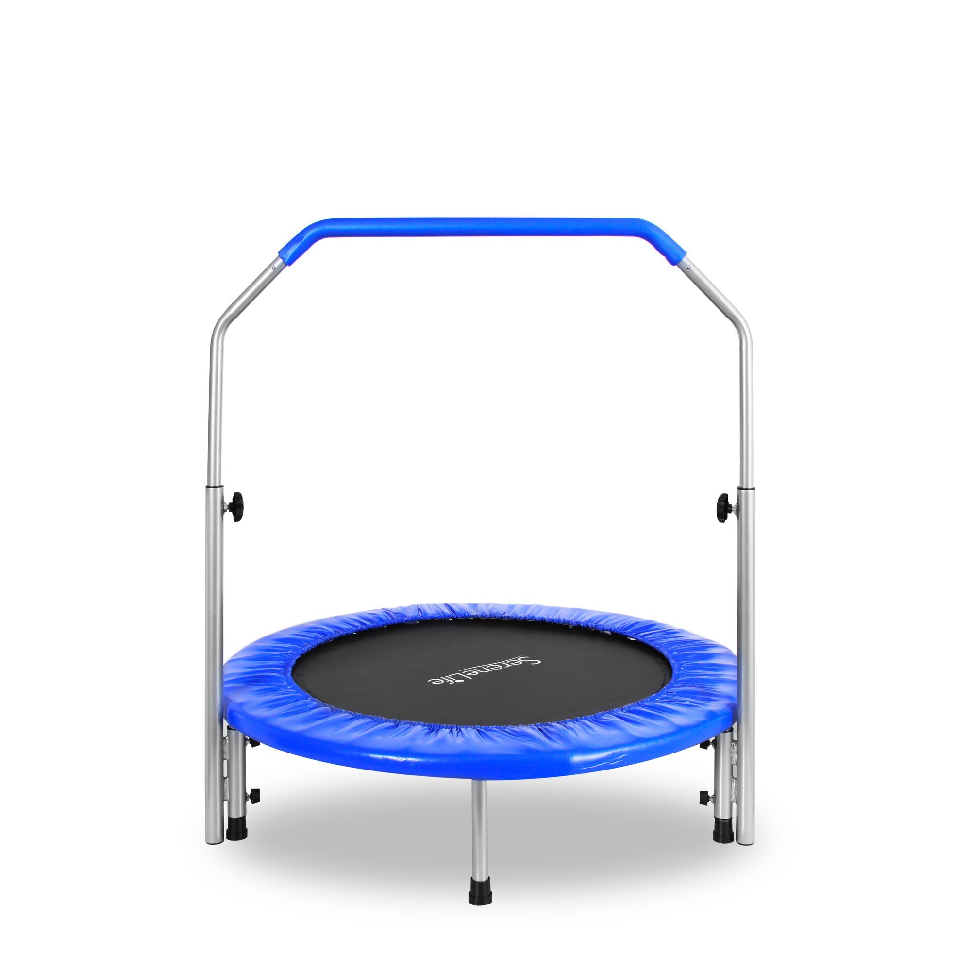Serenelife Portable & Foldable Trampoline - 40" In-Home Mini Rebounder with Adjustable Handrail, Fitness Body Exercise - SLSPT409