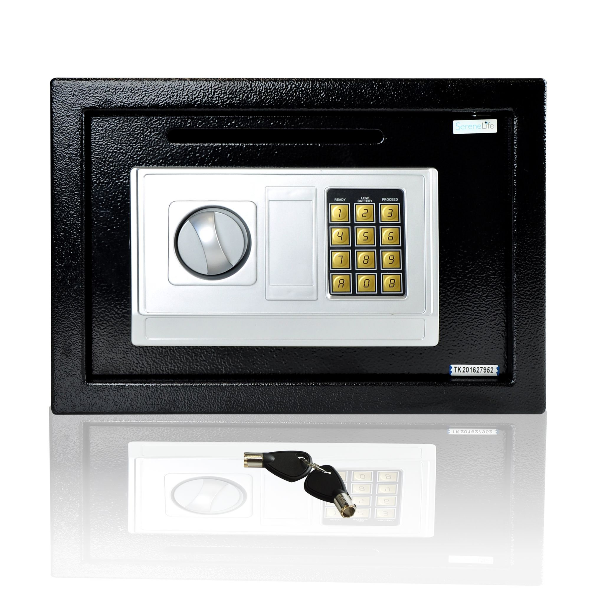 SereneLife Drop Box Safe Box | Safes & Lock Boxes | Front Loading Safe Cash Vault Drop Lock | Safe Security Box | Digital Safe Box | Money Safe Box | Steel Alloy Drop Safe Includes Keys (SLSFE342)