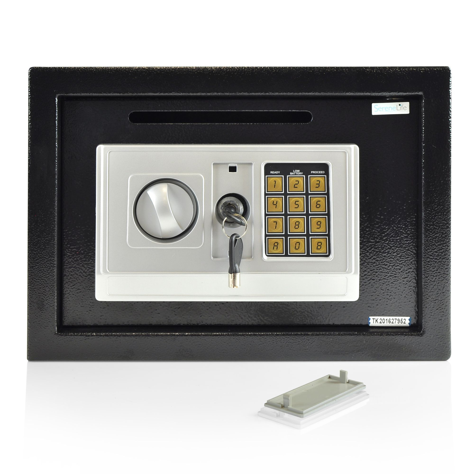 SereneLife Drop Box Safe Box | Safes & Lock Boxes | Front Loading Safe Cash Vault Drop Lock | Safe Security Box | Digital Safe Box | Money Safe Box | Steel Alloy Drop Safe Includes Keys (SLSFE342)