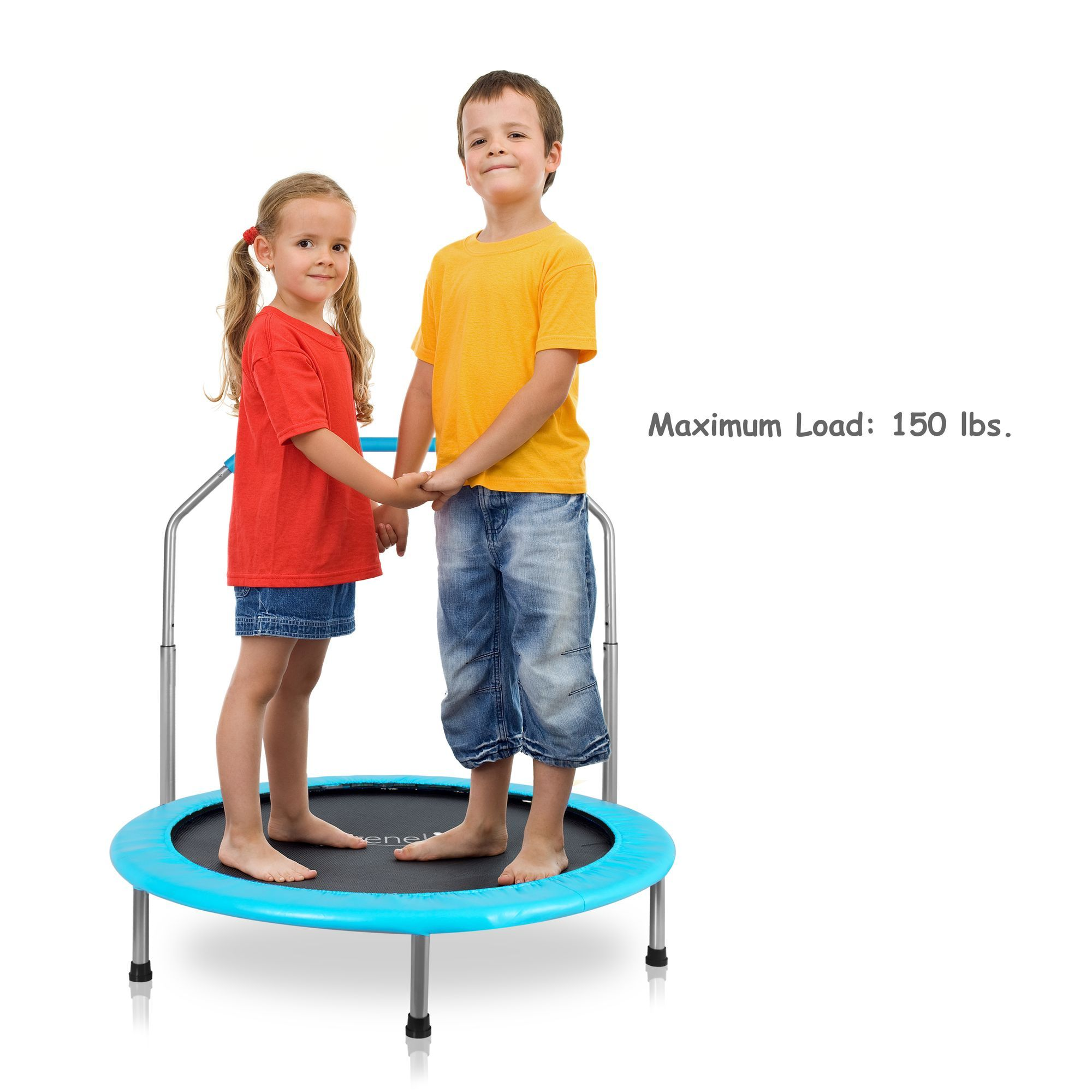 Serenelife Portable & Foldable Trampoline - 36” dia Springfree Rebounder Jumping Mat Safe for Kid w/ Padded Frame Cover and Handlebar and Carry Bag - SLELT367
