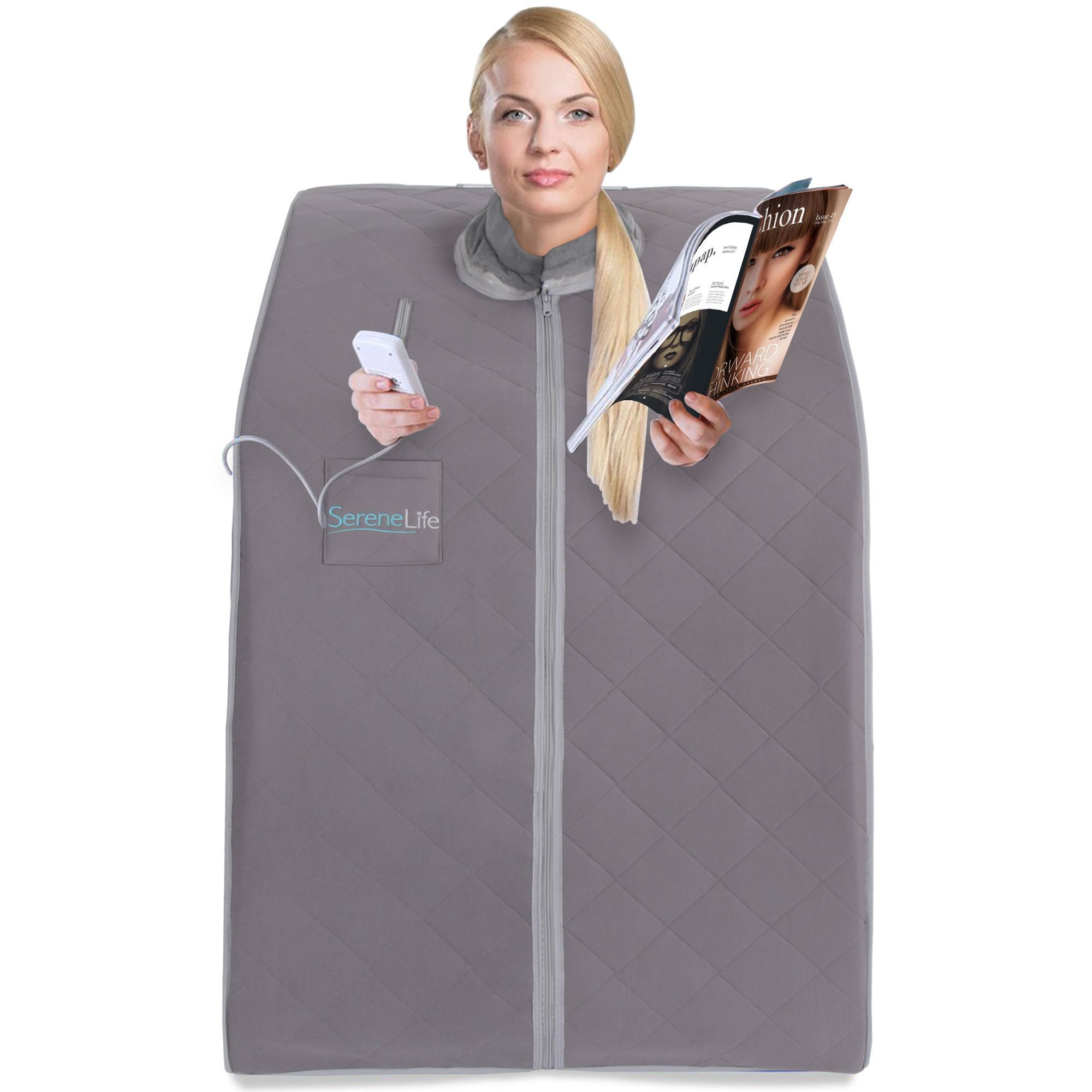 SereneLife Portable Infrared Home Spa | One Person Sauna | Heating Foot Pad and Foldable Chair