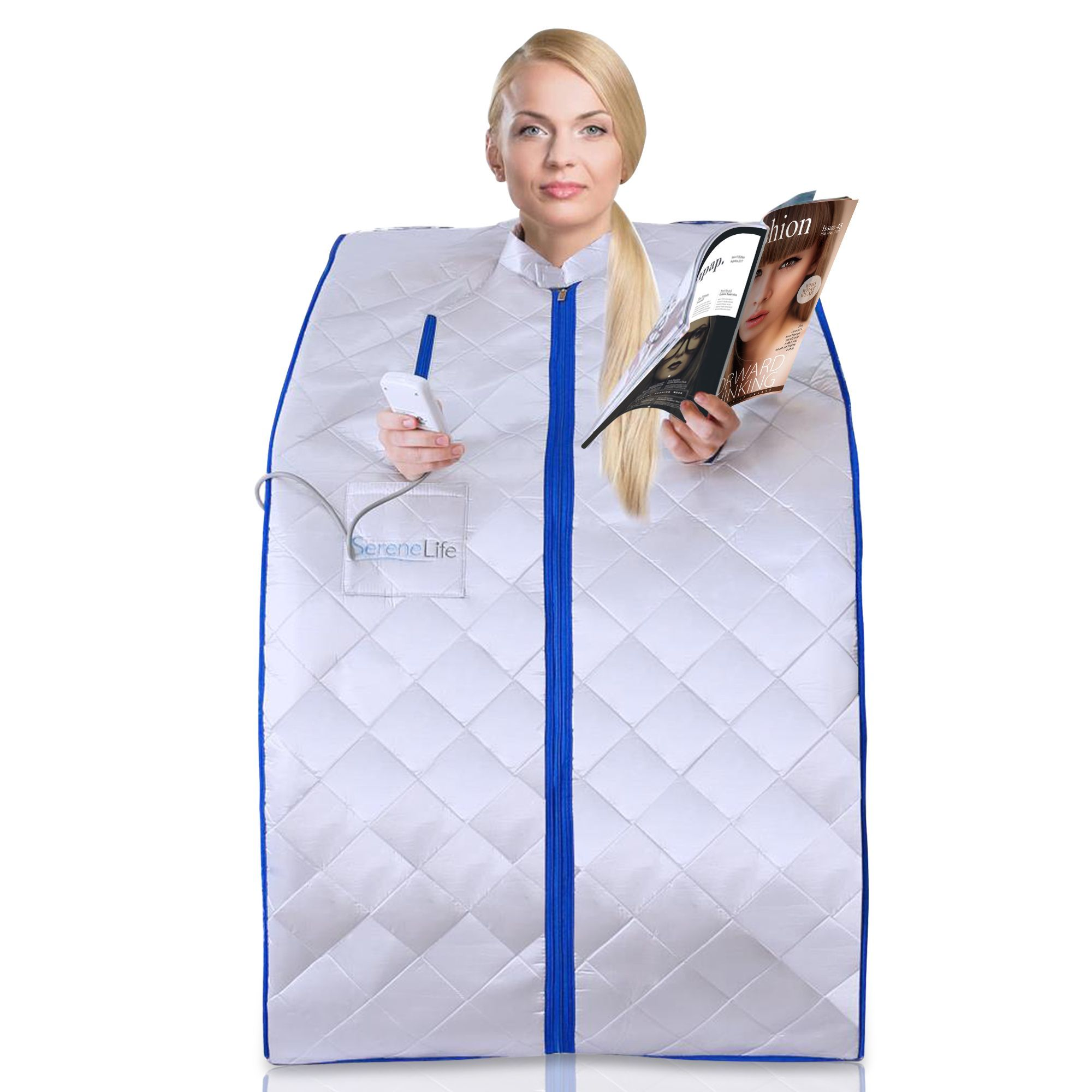 SereneLife Portable Infrared Home Spa | One Person Sauna | Heating Foot Pad and Foldable Chair