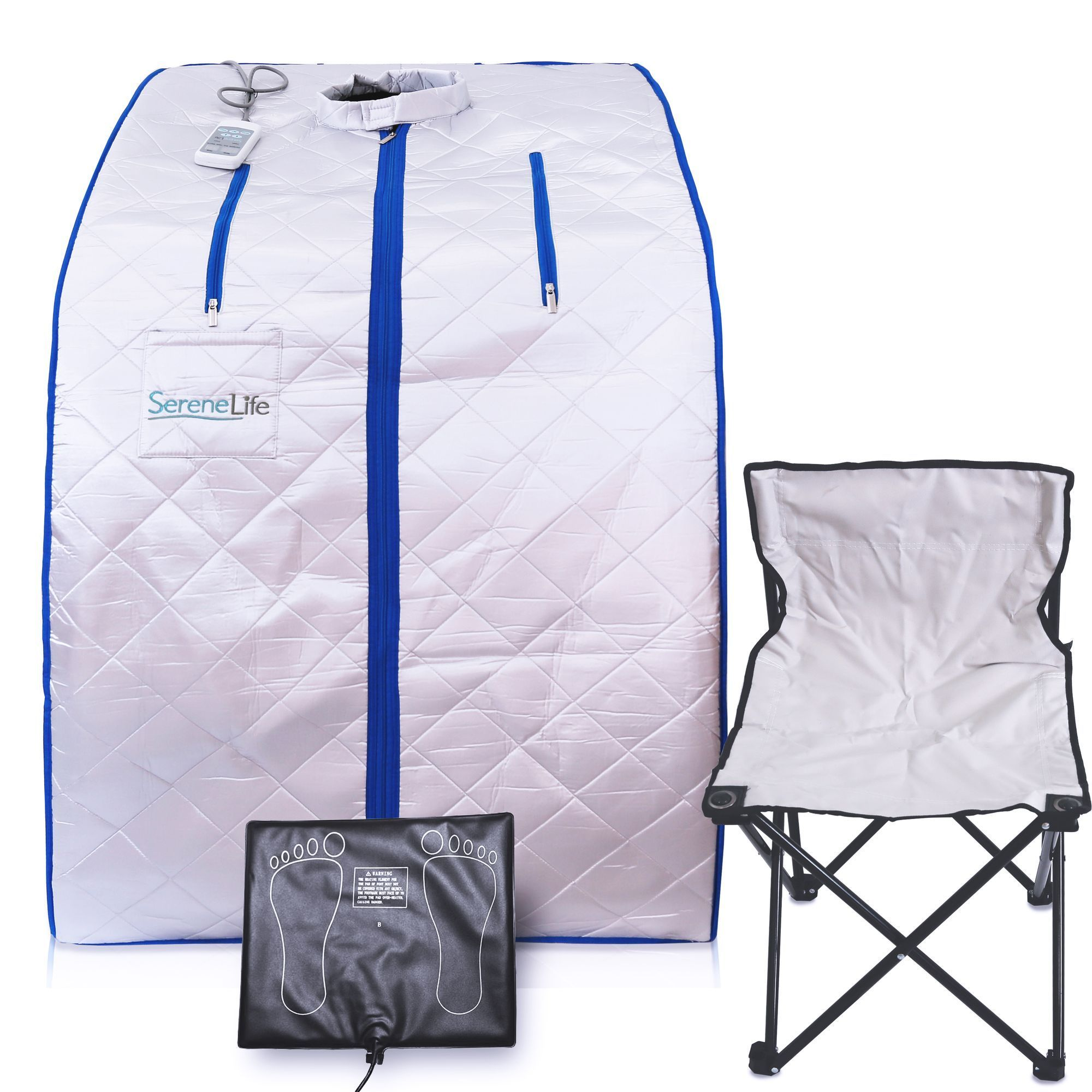 SereneLife Portable Infrared Home Spa | One Person Sauna | Heating Foot Pad and Foldable Chair