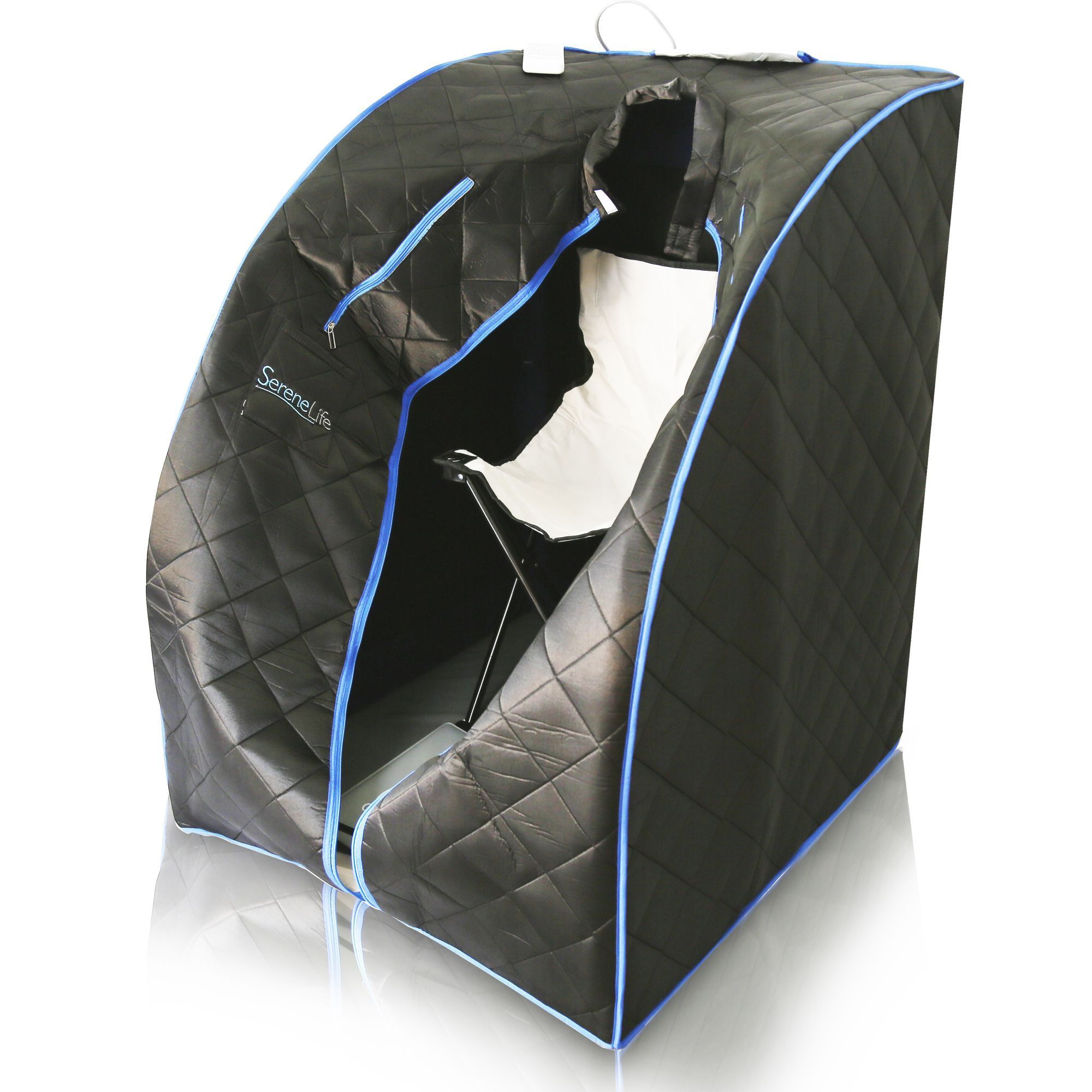 SereneLife Portable Infrared Home Spa | One Person Sauna | Heating Foot Pad and Foldable Chair