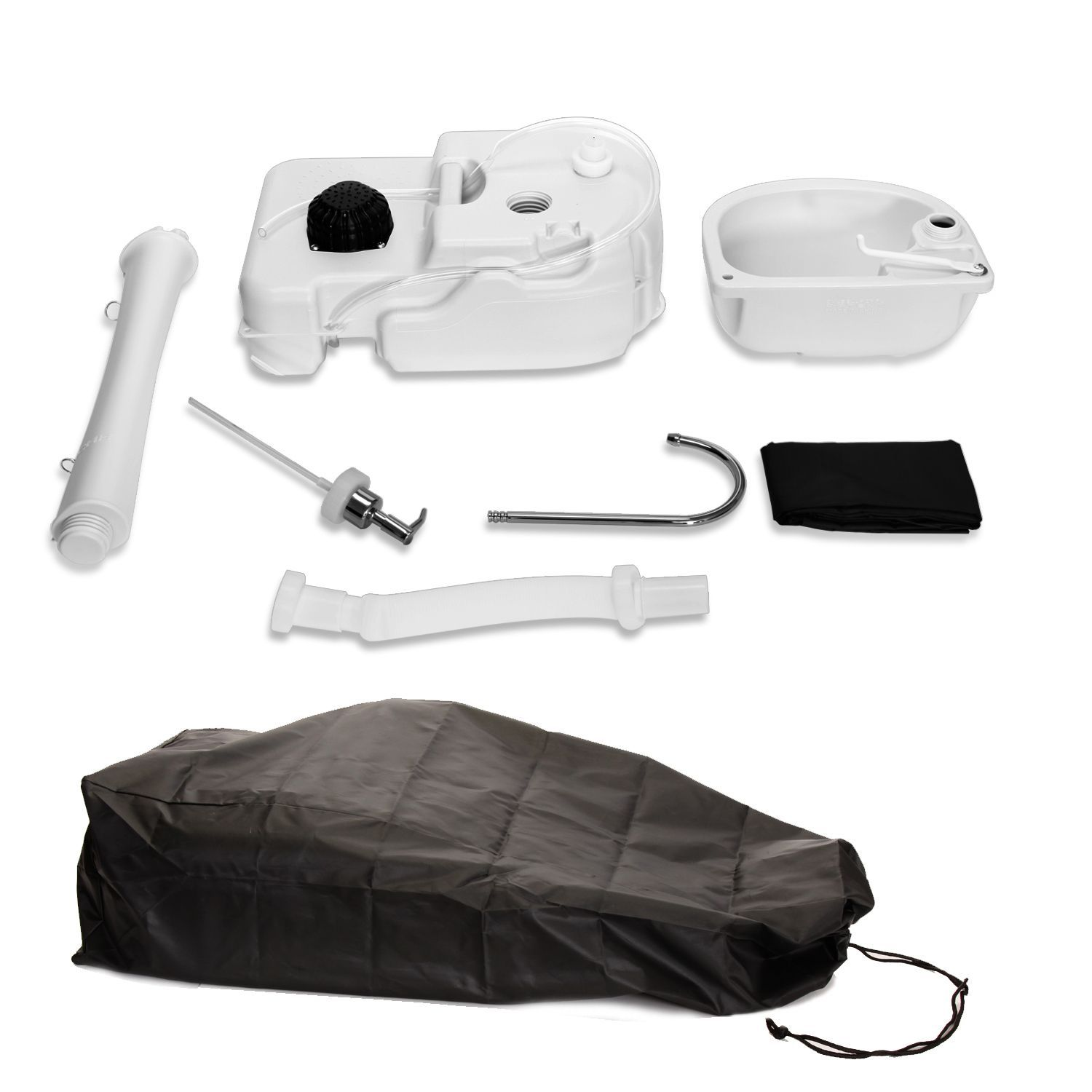 SereneLife Portable Camping Sink w/ Towel Holder & Soap Dispenser - 19L Water Capacity Hand Wash Basin Stand w/ Rolling Wheels - Perfect for Outdoor Events, Gatherings, Worksite & Camping - SLCASN18