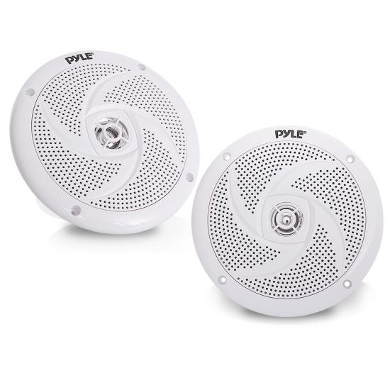 Pyle Pair Of 6.5'' IP44 Waterproof Stereo Speakers, Slim Style, Boats, Off-Road Vehicles  (PLMRS6W)