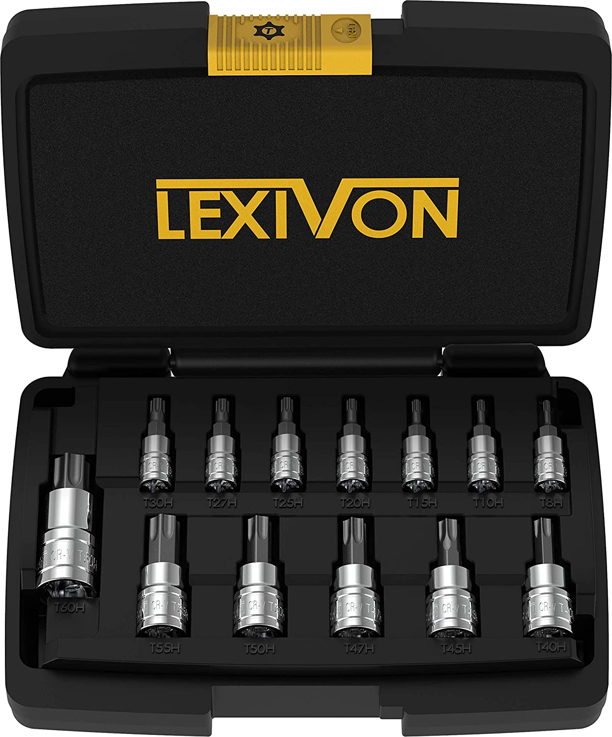 Lexivon Torx Bit Socket 13Pc Set, Tamper Proof, Premium S2 Alloy Steel, T60 Set, Enhanced Storage Case (LX-146)