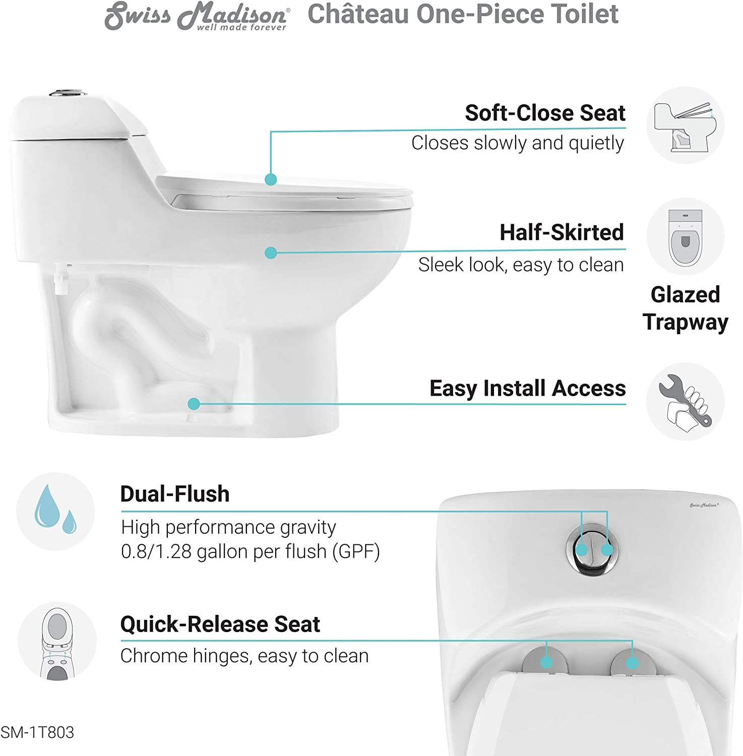 Chateau One-Piece Elongated Toilet Dual-Flush 1.1/1.6 gpf