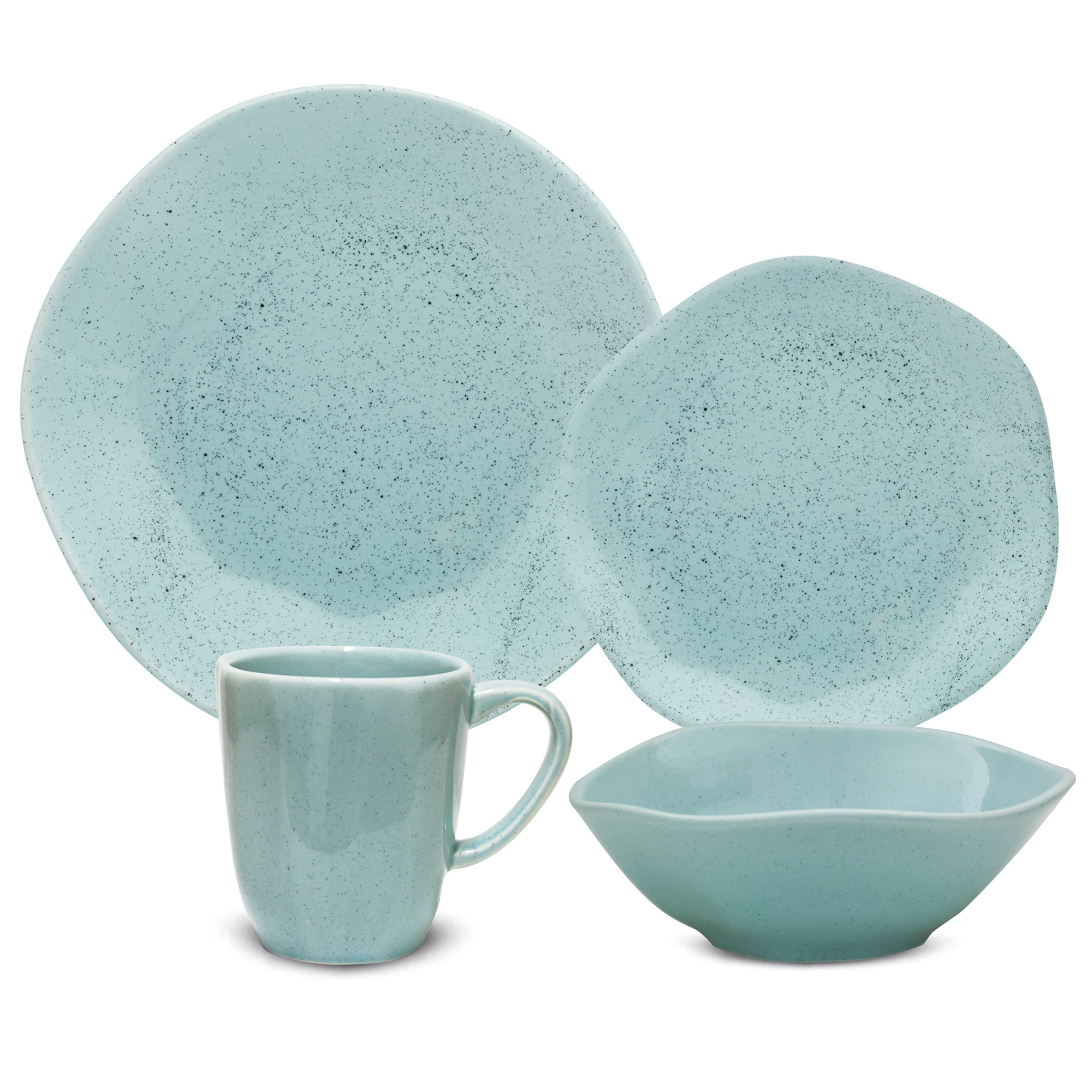 Manhattan Comfort RYO 16 Piece Dinner Set, Service for 4 in Blue