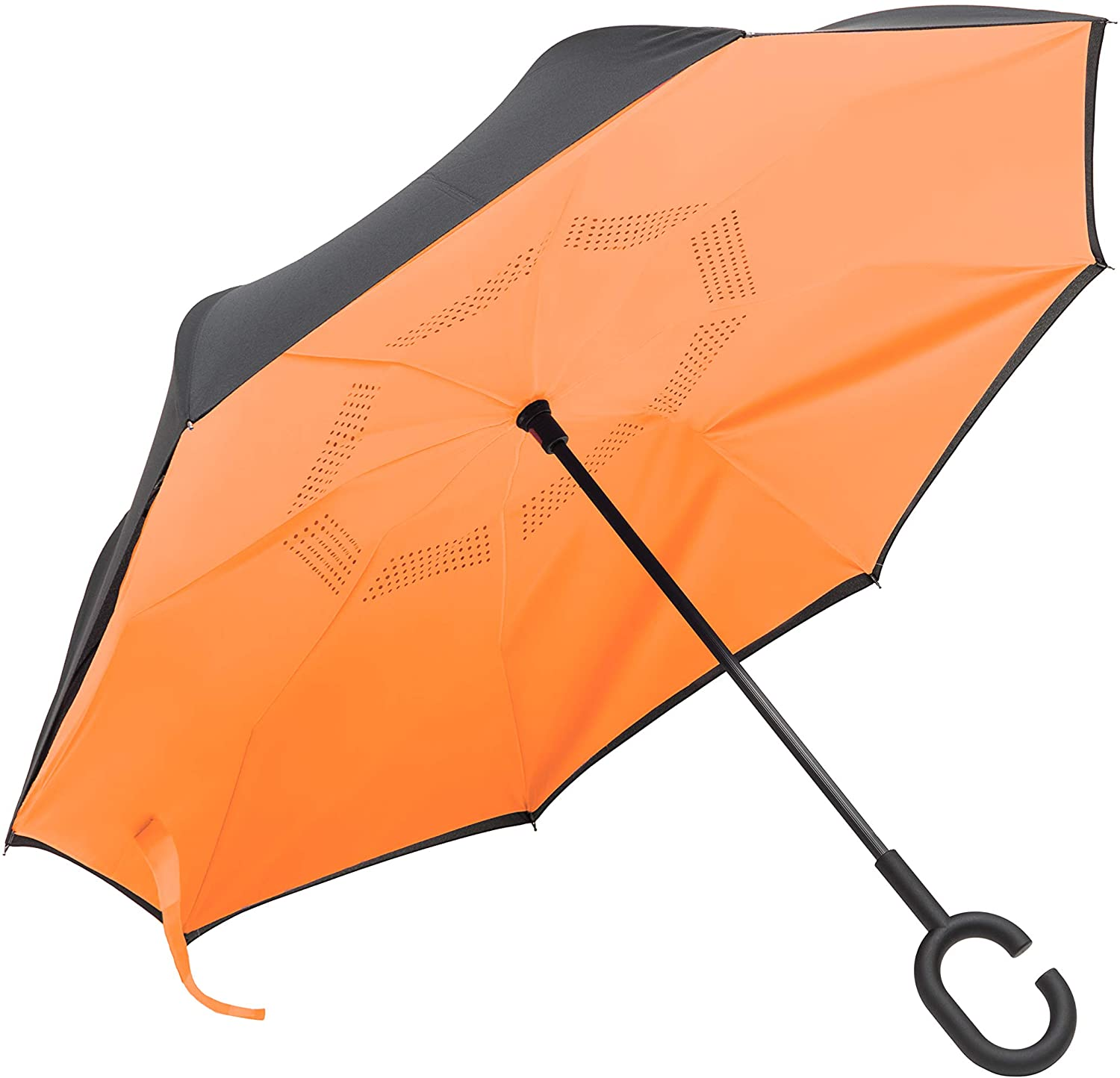 Rainz Inverted Umbrella, Reversible and Windproof, Water Repelent, Invert Folding, C-Shaped Handle