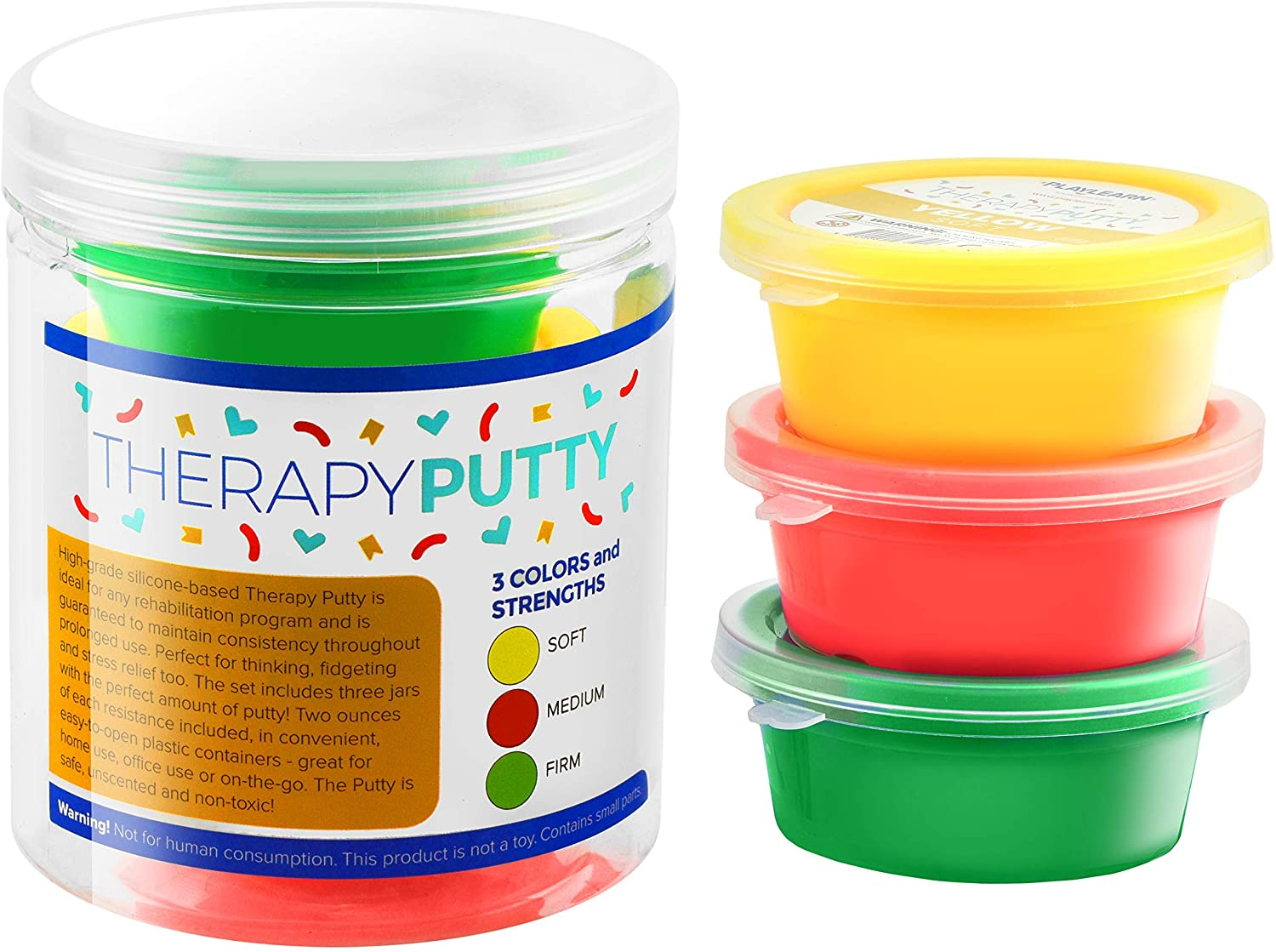 Therapy Putty - 3 Strengths - Stress Putty for Kids and Adults - Soft - Medium - Firm