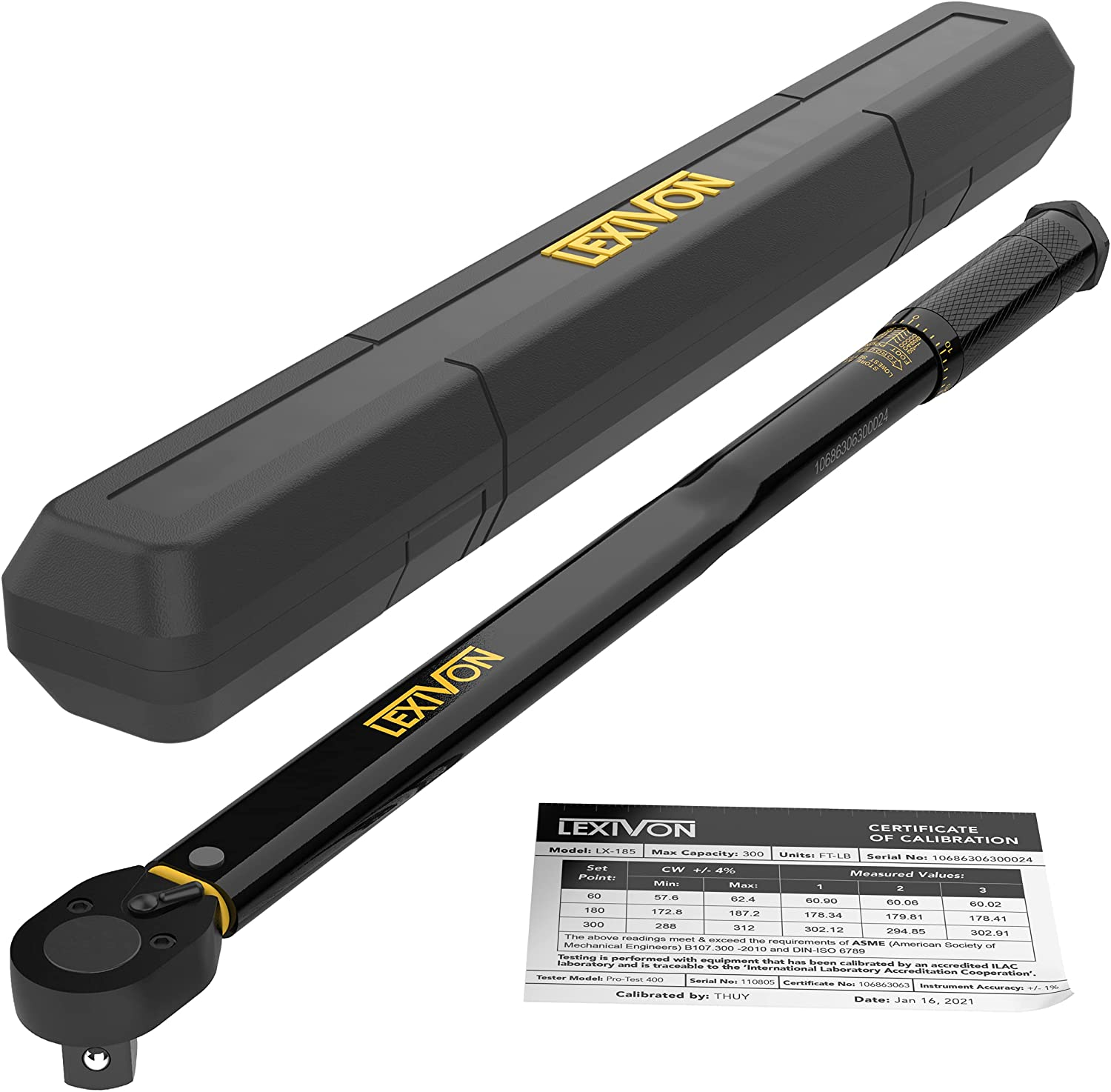 LEXIVON 3/4-Inch Drive Click Torque Wrench 30~300 Ft-Lb / 40.7~406.8 Nm (LX-185)