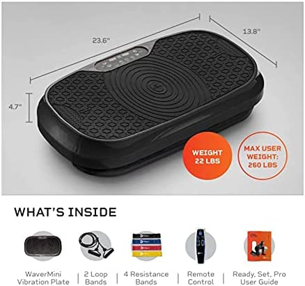 Lifepro Waver Mini Vibration Plate - Whole Body Vibration Platform Exercise Machine - Home & Travel Workout Equipment for Weight Loss, Toning & Wellness - Max User Weight 260lbs