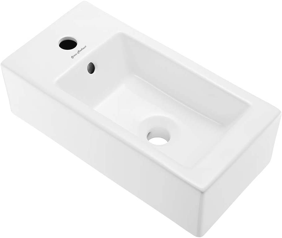 Voltaire 19.5 x 10 Rectangular Ceramic Wall Hung Sink with Left Side Faucet Mount