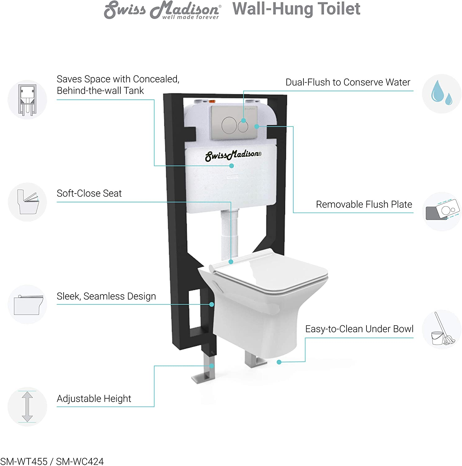 Carre Wall-Hung Elongated Toilet Bowl