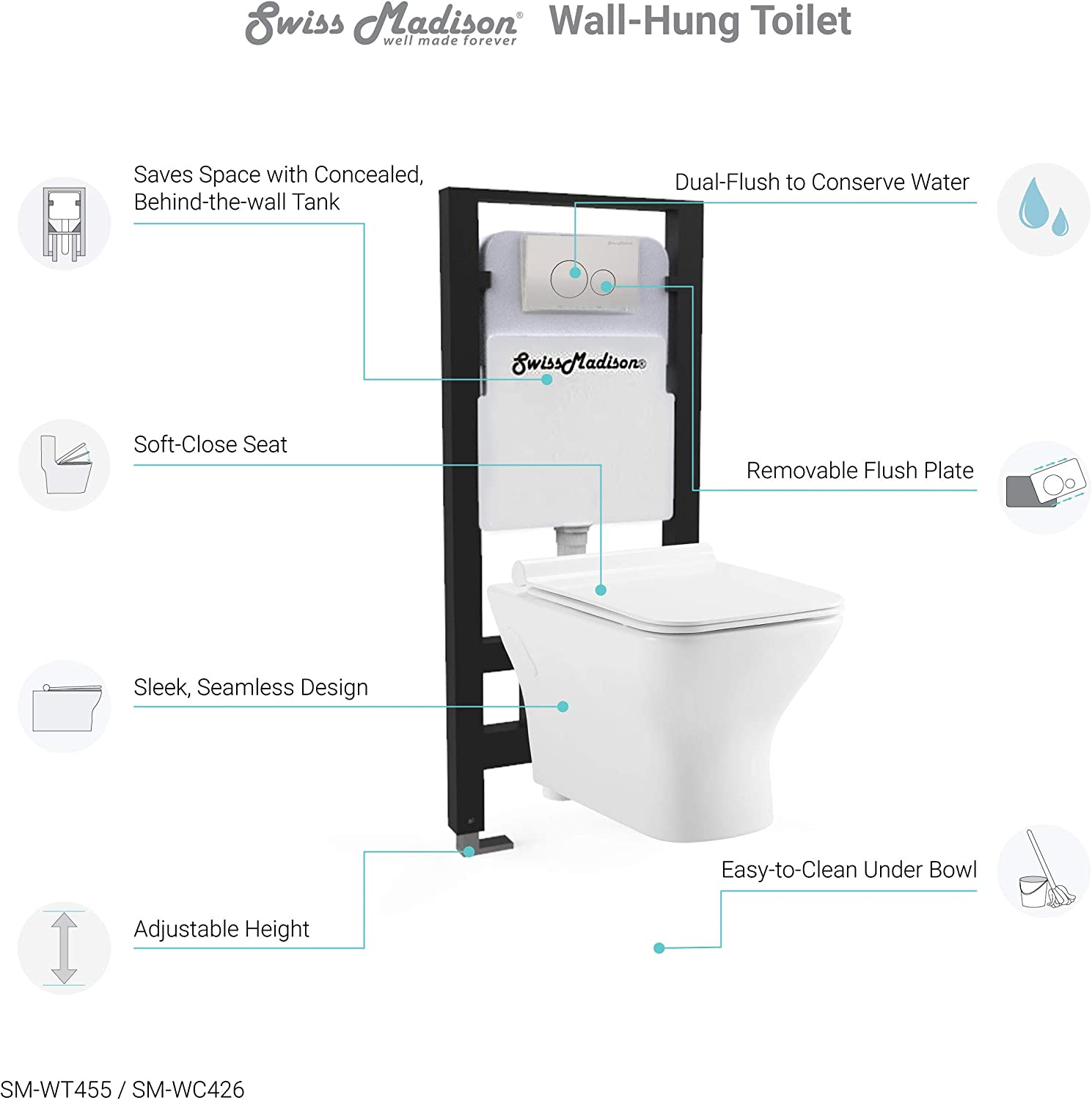 Carre Wall-Hung Elongated Toilet Bowl