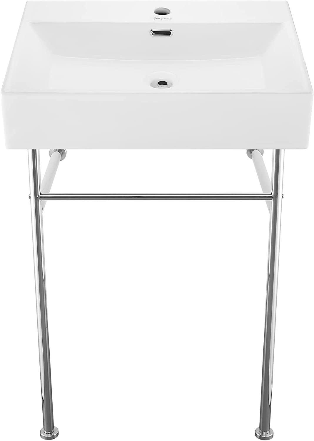 Claire 24 Ceramic Console Sink White Basin Chrome Legs