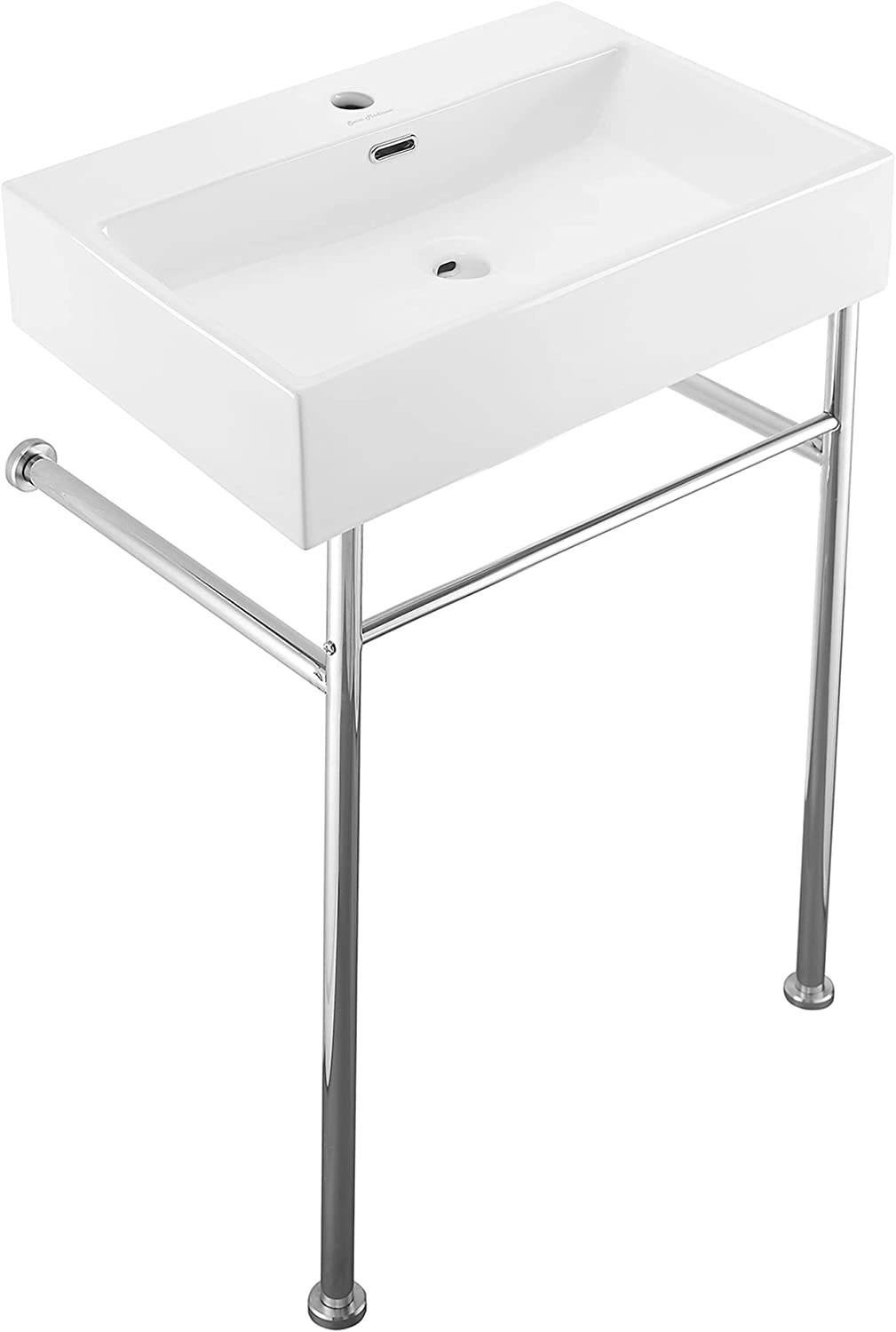 Claire 24 Ceramic Console Sink White Basin Chrome Legs