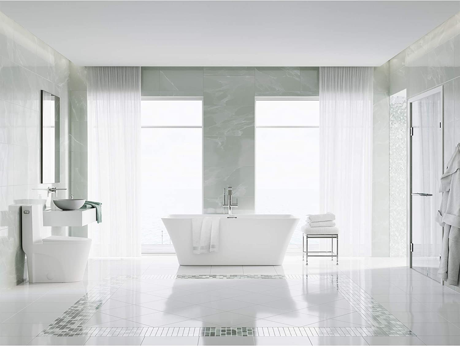 St. Tropez One-Piece Elongated Toilet Side Flush 1.28 gpf