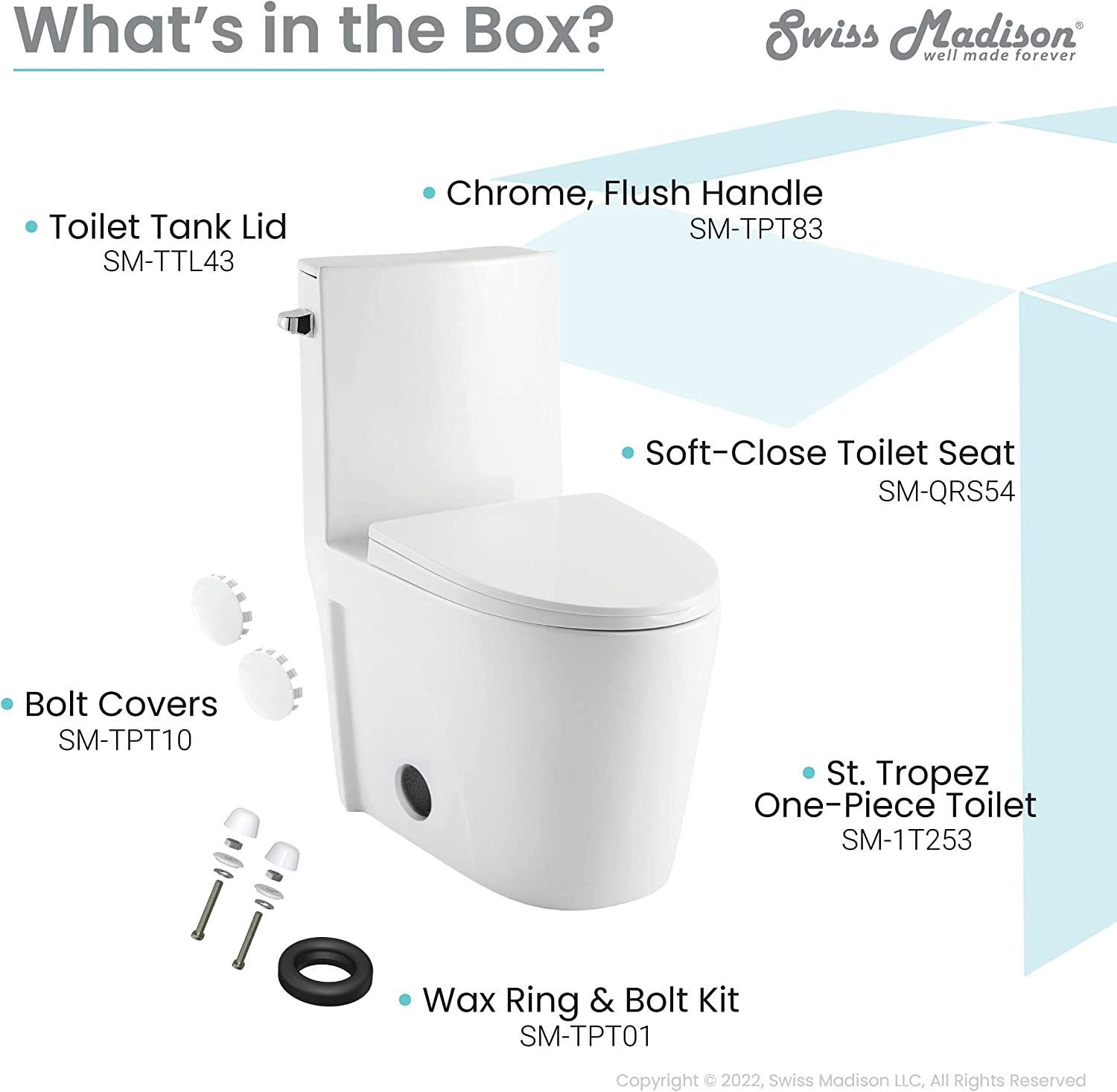 St. Tropez One-Piece Elongated Toilet Side Flush 1.28 gpf