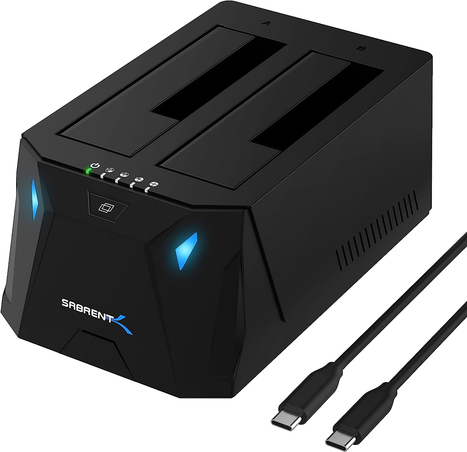 SABRENT USB Type C SATA 2.5” & 3.5” Dual Bay Hard Drive Docking Station | Offline Cloning | Up to 5Gbps | Tool Free Installation (EC-CH2B)