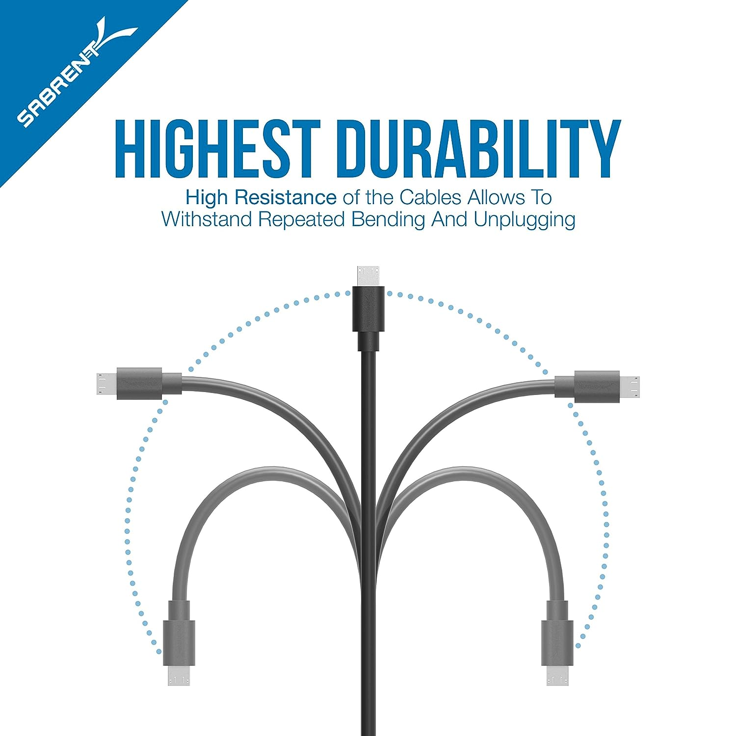 Sabrent [6-Pack] 22AWG Micro USB Cables (X3-3ft + X3-1ft) High Speed USB 2.0 A Male to Micro B Sync and Charge Cables [Black] (CB-U631)