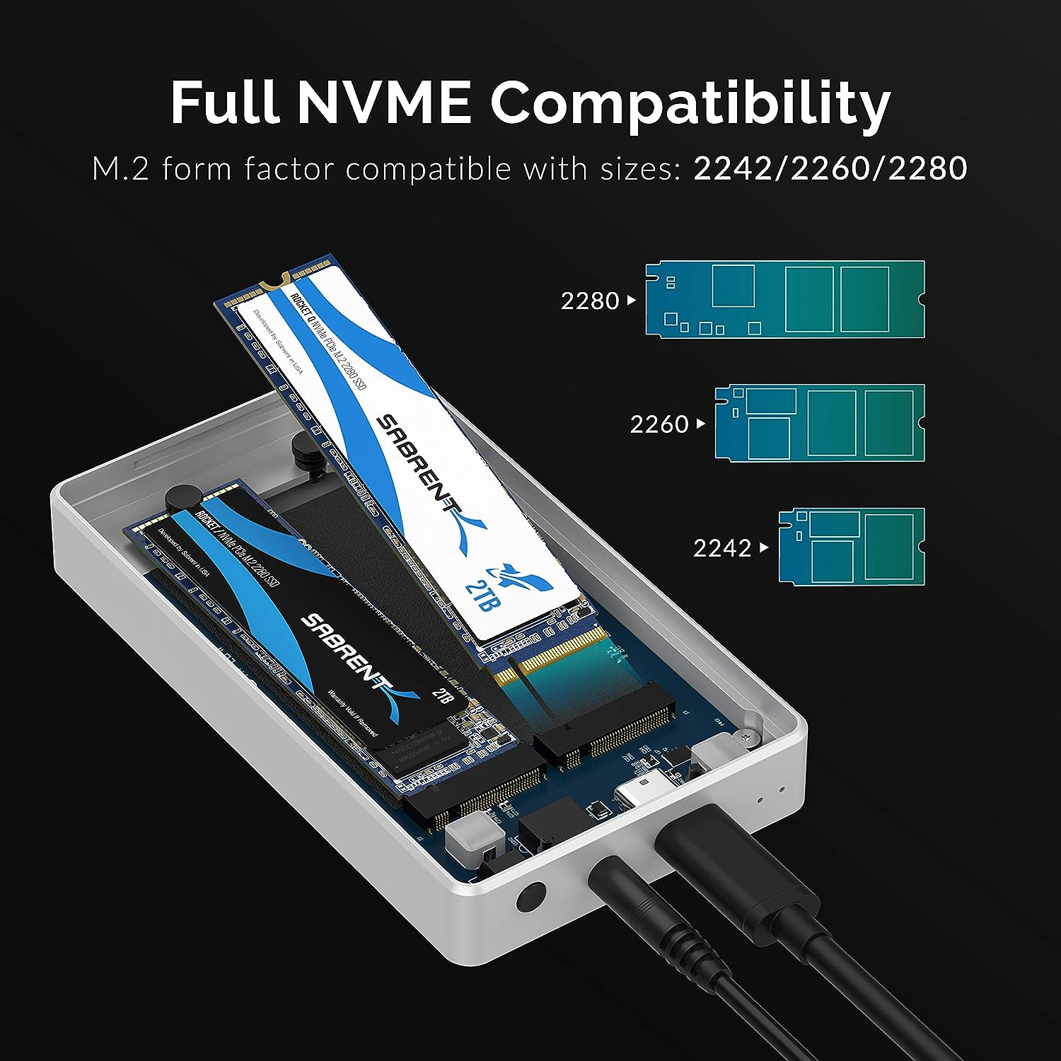 SABRENT Thunderbolt 3 to Dual NVMe M.2 SSD Tool Free Enclosure (EC-T3DN)