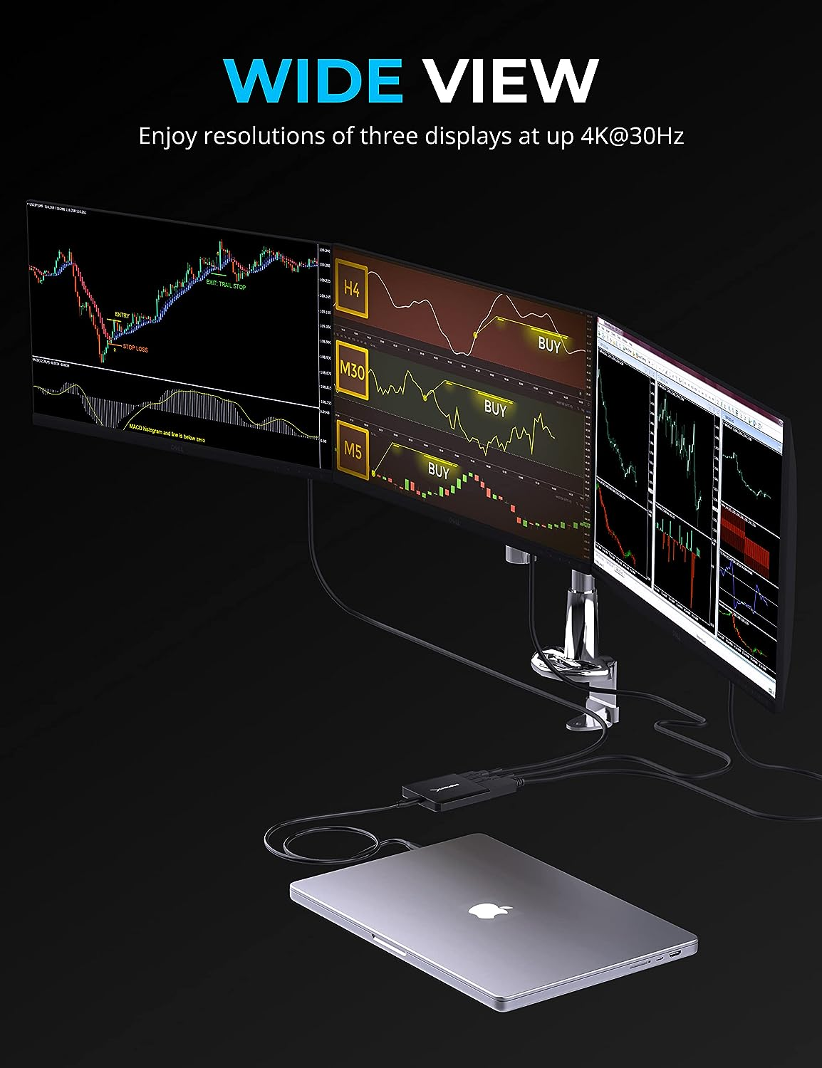 SABRENT USB Type-C to x2 HDMI and x1 DisplayPort Adapter (DA-H2D1)