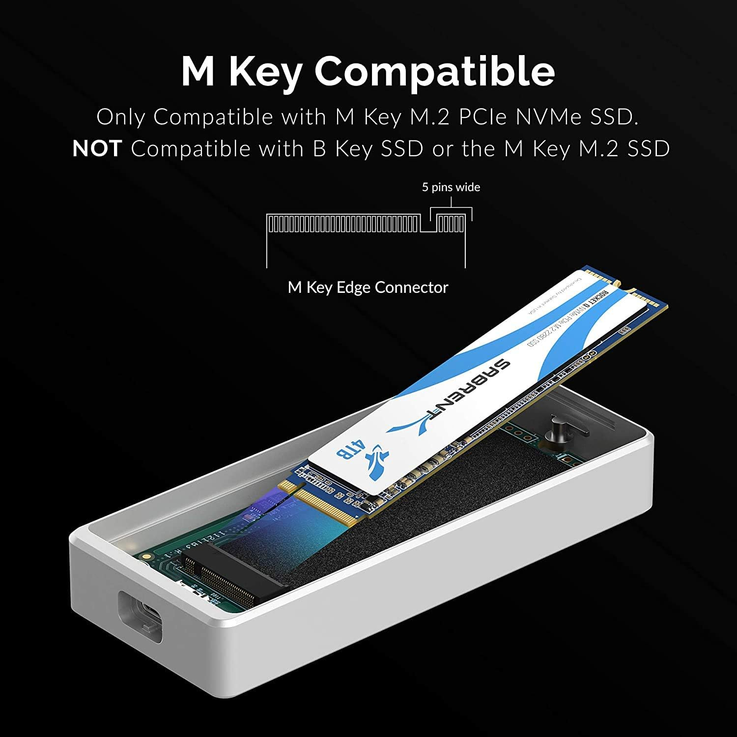 SABRENT Thunderbolt 3 Certified M.2 NVMe SSD Tool Free Solid Aluminum Enclosure (EC-T3NS)