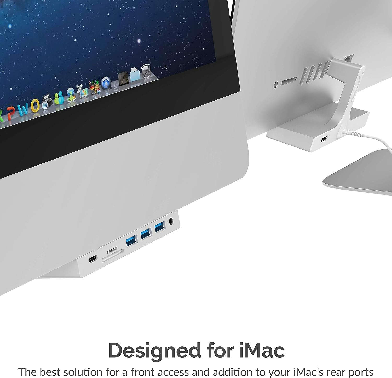 SABRENT Multi Port iMac Hub with Front Access USB Ports, SD/Micro SD Card Reader, 3.5mm Headphone Jack and Rear HDMI 2.0 Output (iMac 2017 to 2020) (HB-SIMC)