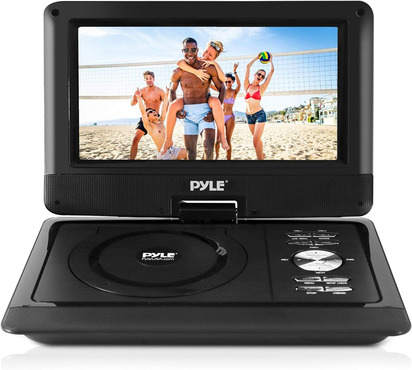 Pyle Upgraded Pyle 10" Portable DVD Player, CD Player, Swivel Angle Adjustable Display Screen, USB/SD Card Memory Readers, Headphone Jack, Built-in Rechargeable Battery w/ Remote Control. (PDV101BK)