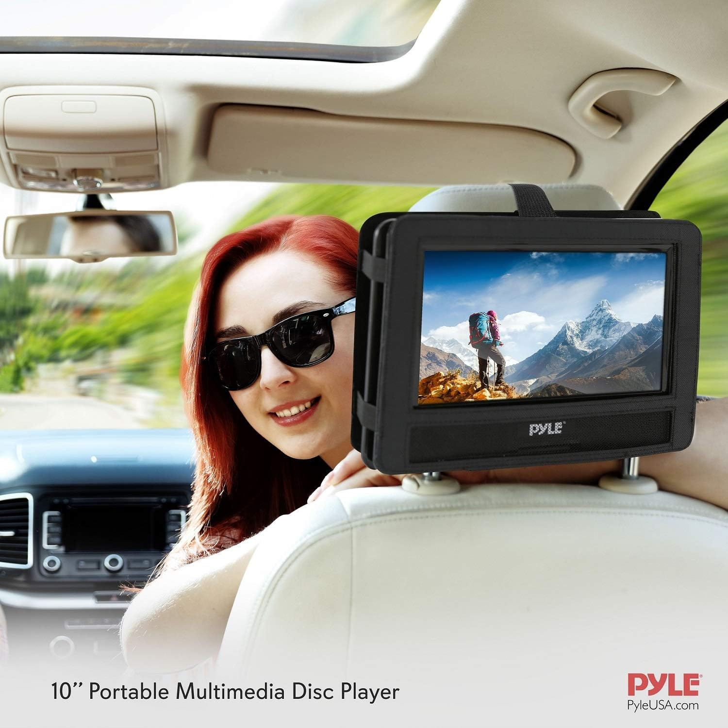 Pyle Upgraded Pyle 10" Portable DVD Player, CD Player, Swivel Angle Adjustable Display Screen, USB/SD Card Memory Readers, Headphone Jack, Built-in Rechargeable Battery w/ Remote Control. (PDV101BK)