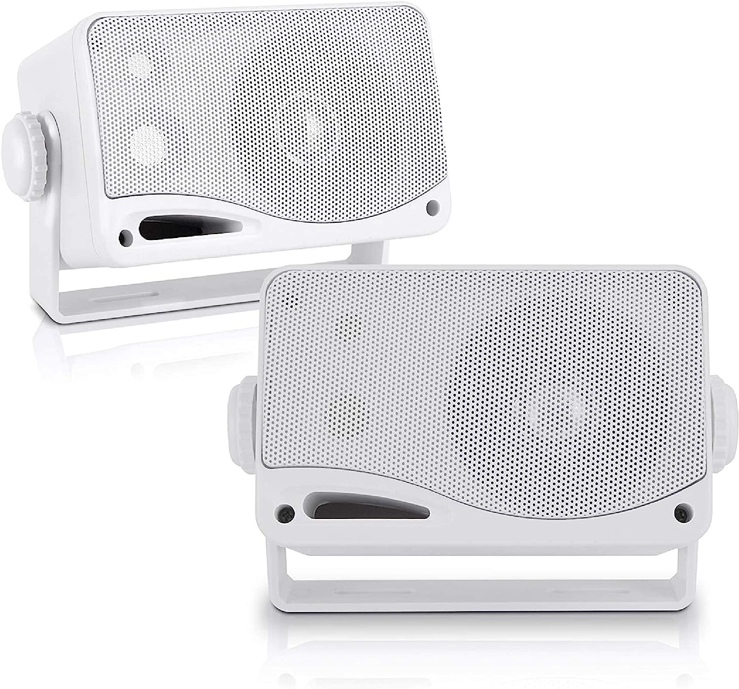 Pyle 3-Way Weatherproof Outdoor Speaker Set - 3.5 Inch 200W Pair of Marine Grade Mount Speakers - in a Heavy Duty ABS Enclosure Grill - Home, Boat, Poolside, Patio, Indoor Outdoor Use -PLMR24 (White)