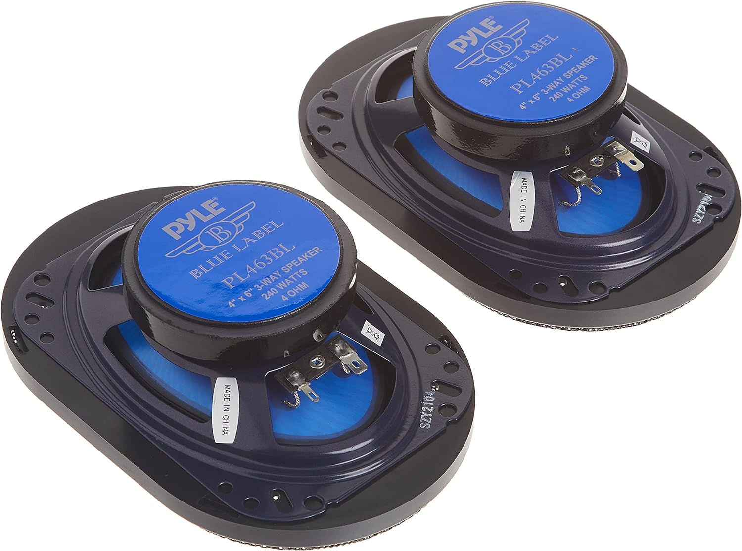 Pyle 4'' x 6'' Three Way Sound Speaker System - Pro Mid Range Triaxial Loud Audio 240 Watt per Pair w/ 4 Ohm Impedance and 3/4'' Piezo Tweeter for Car Component Stereo PL463BL