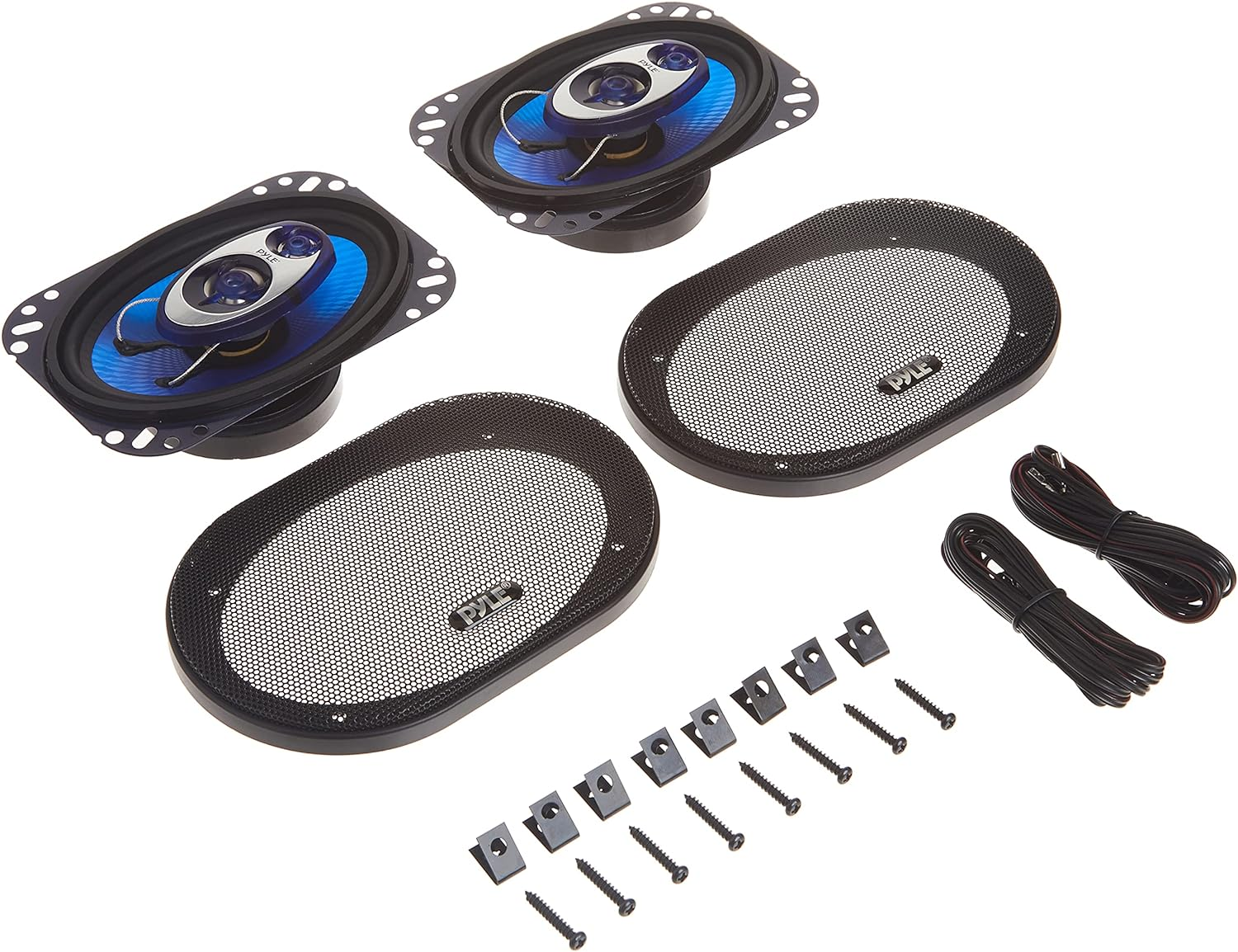 Pyle 4'' x 6'' Three Way Sound Speaker System - Pro Mid Range Triaxial Loud Audio 240 Watt per Pair w/ 4 Ohm Impedance and 3/4'' Piezo Tweeter for Car Component Stereo PL463BL