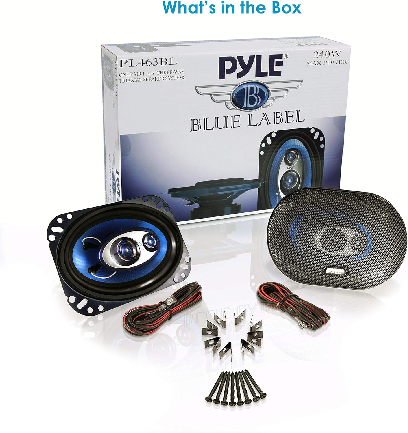 Pyle 4'' x 6'' Three Way Sound Speaker System - Pro Mid Range Triaxial Loud Audio 240 Watt per Pair w/ 4 Ohm Impedance and 3/4'' Piezo Tweeter for Car Component Stereo PL463BL