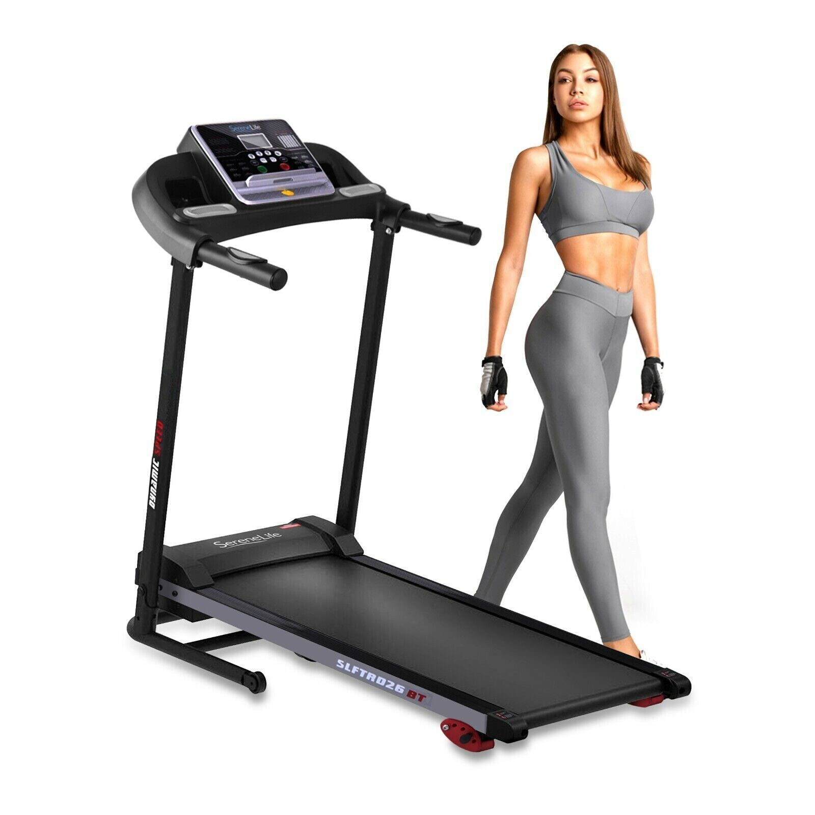 Foldable treadmill with LCD, preset programs, and Bluetooth for home workouts